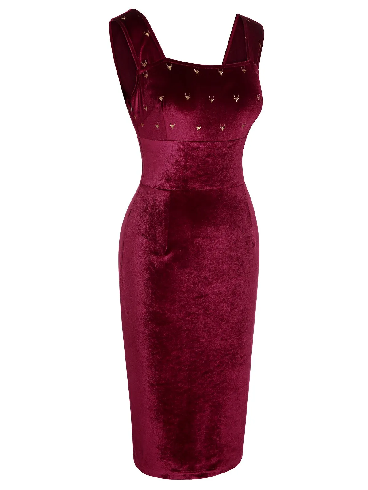 Wine Red 1960s Velvet Elk Bow Dress sold by Retro Stage product image thumbnail 4