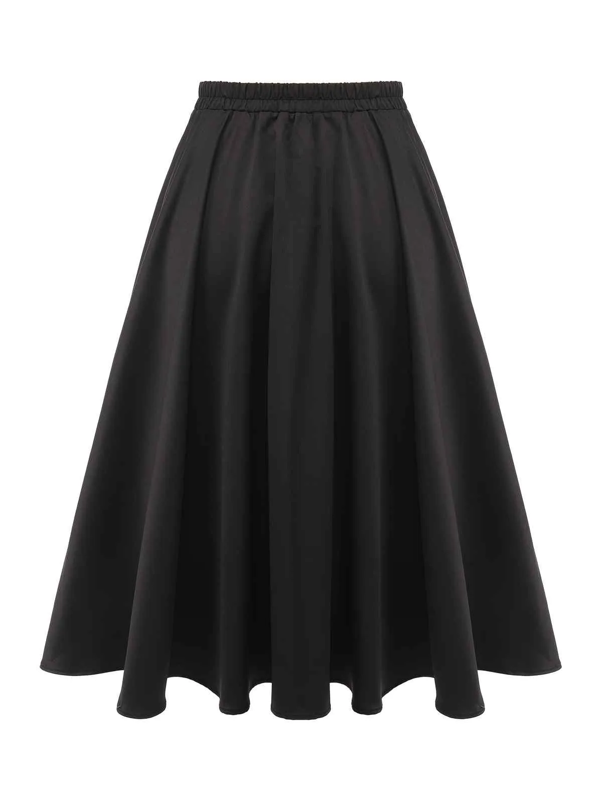 Black 1950s Solid Elastic Waist Pleated Skirt sold by Retro Stage product image thumbnail 4