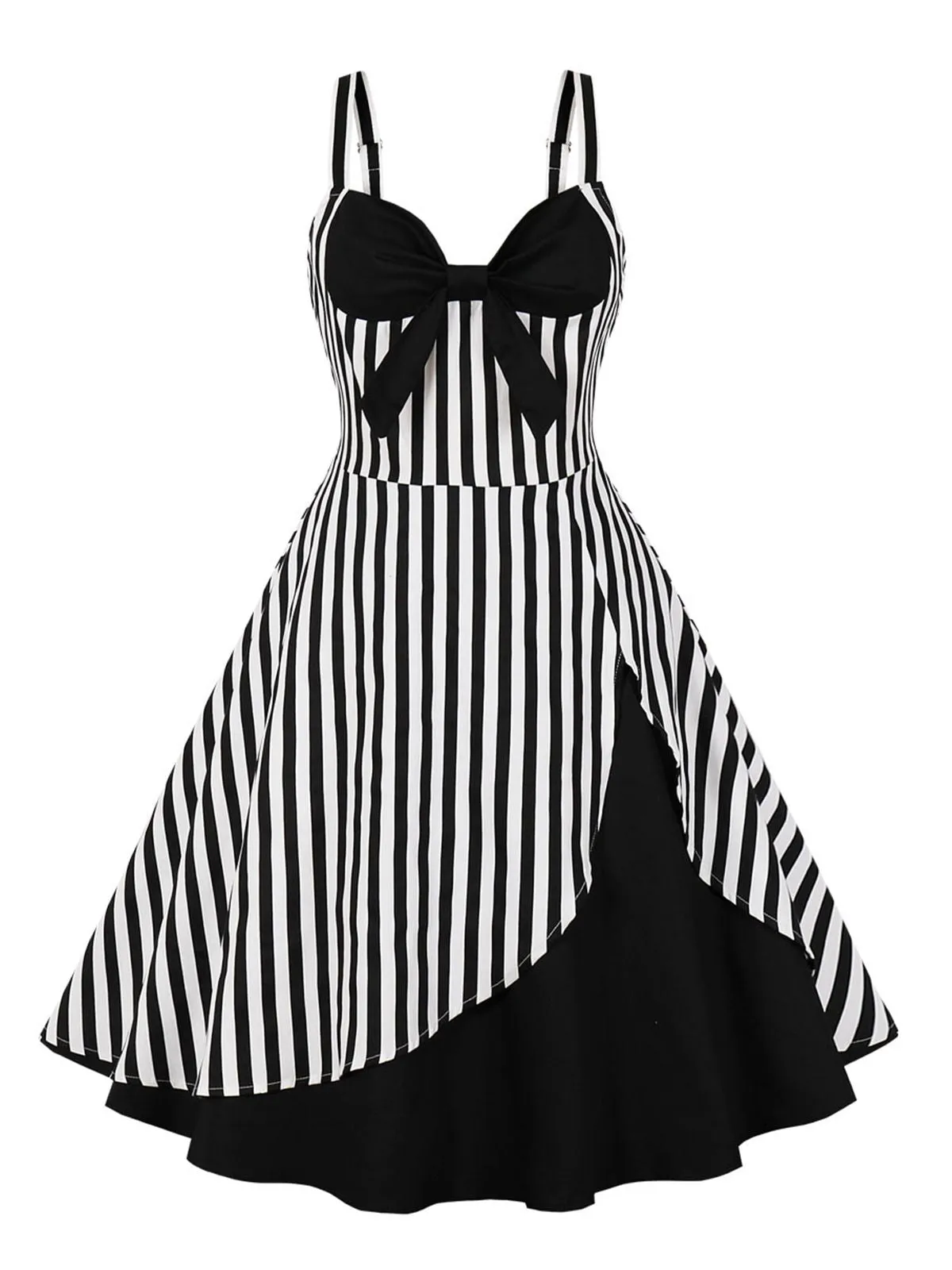 1950s Stripes Contrast Patchwork Strap Dress sold by Retro Stage product image thumbnail 5