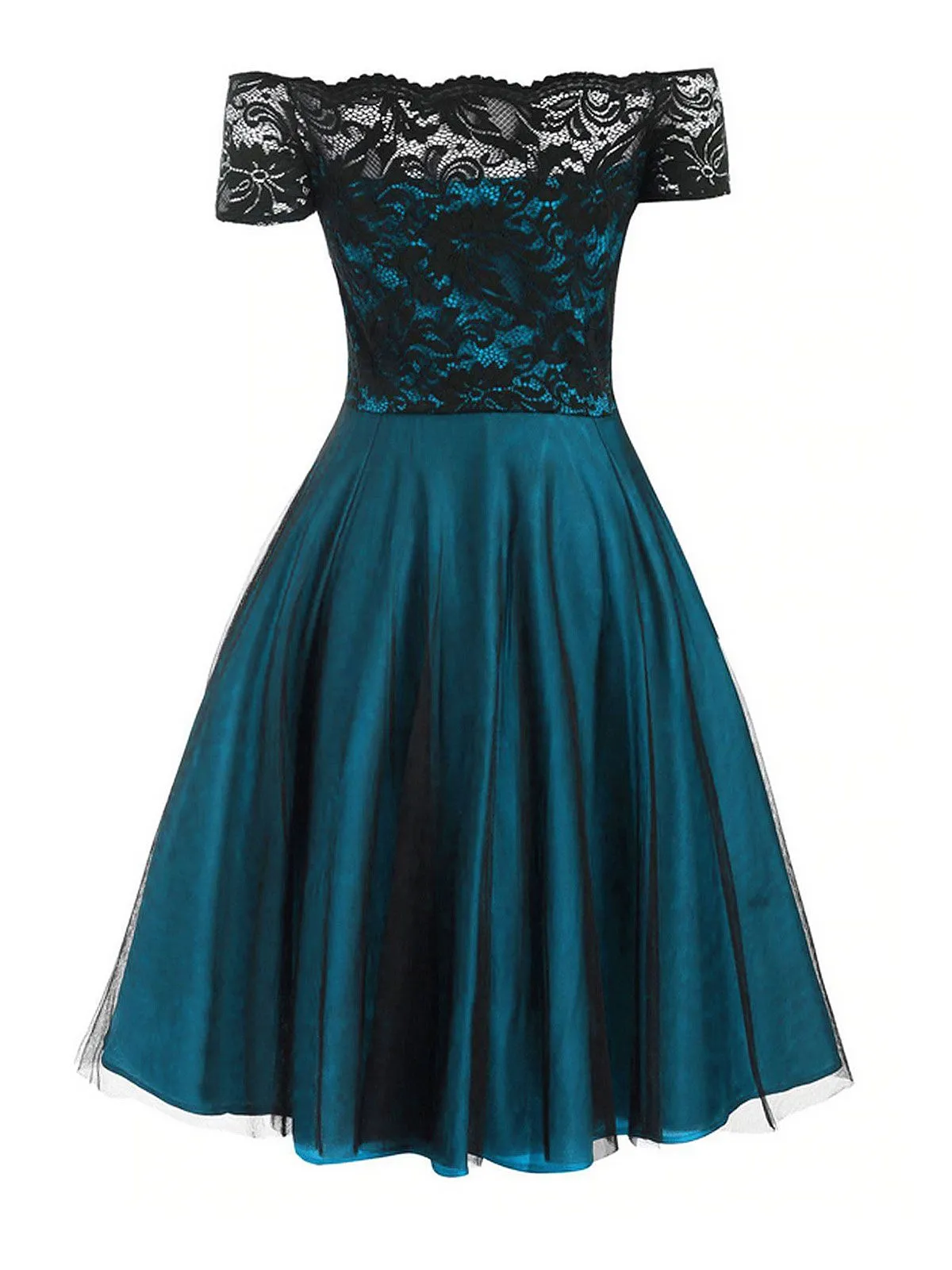 1950s Off Shoulder Lace Swing Dress sold by Retro Stage product image thumbnail 2