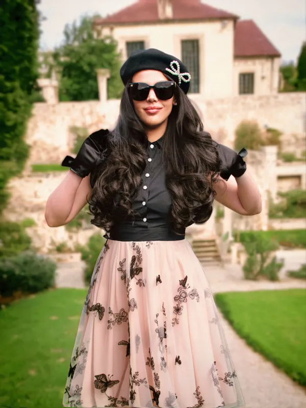 Black 1950s Butterfly Patchwork Vintage Dress sold by Retro Stage