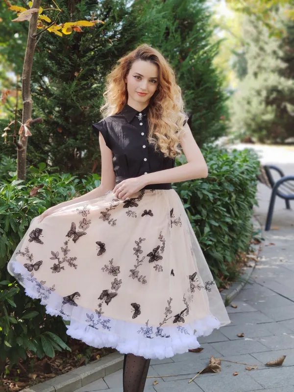 Black 1950s Butterfly Patchwork Vintage Dress sold by Retro Stage