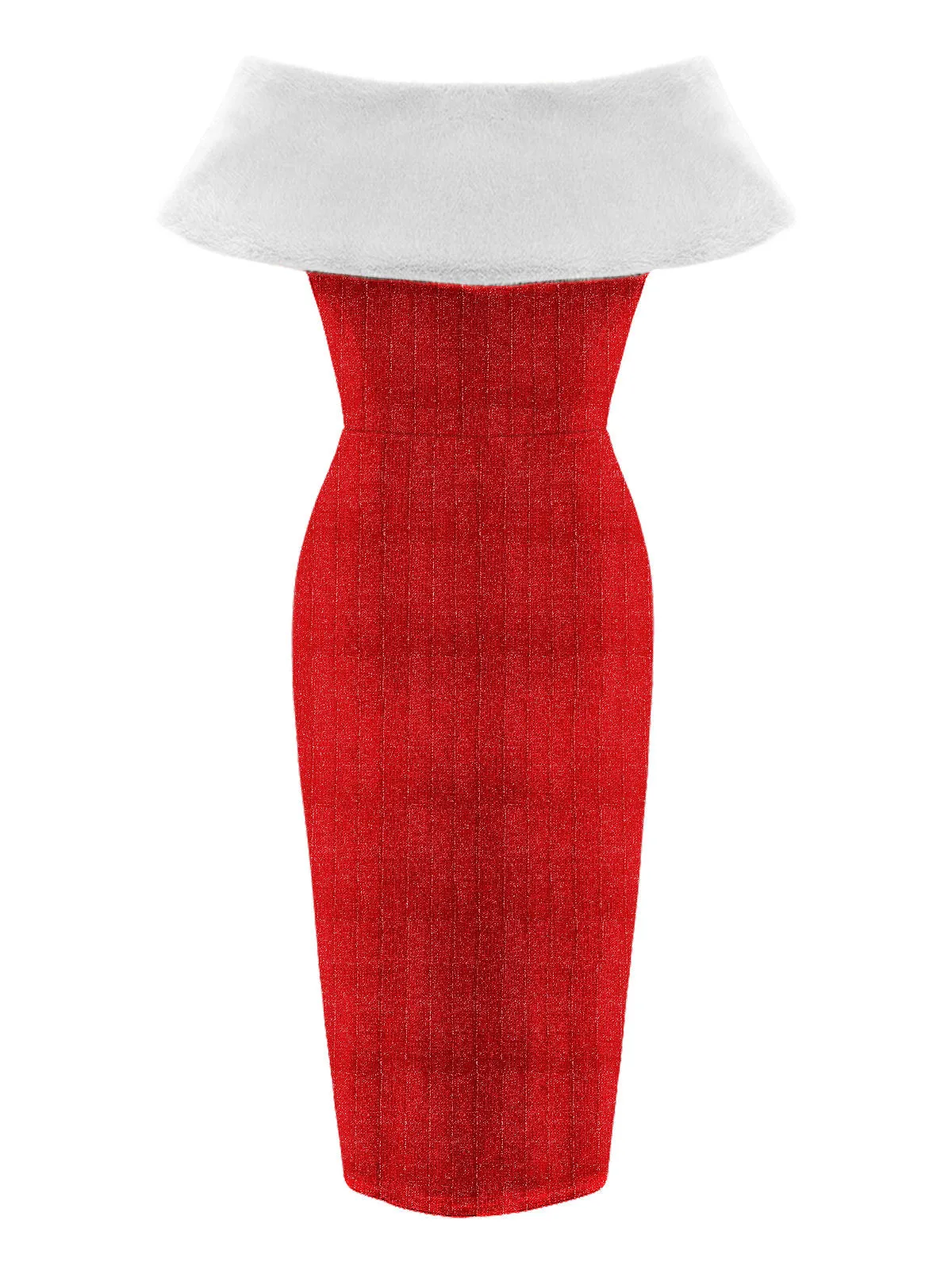 Red 1960s Plush Bow Pencil Dress With Cape sold by Retro Stage product image thumbnail 2