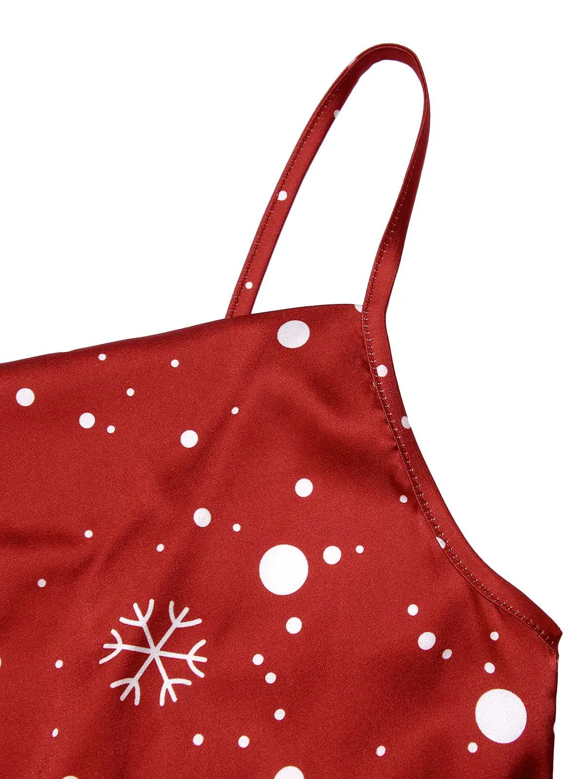 Red 1930s Christmas Strap Snowflake Mermaid Dress sold by Retro Stage product image thumbnail 5