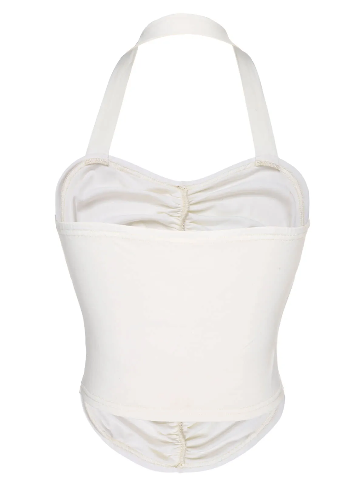 White 1950s Solid Pleated Halter Top sold by Retro Stage product image thumbnail 4