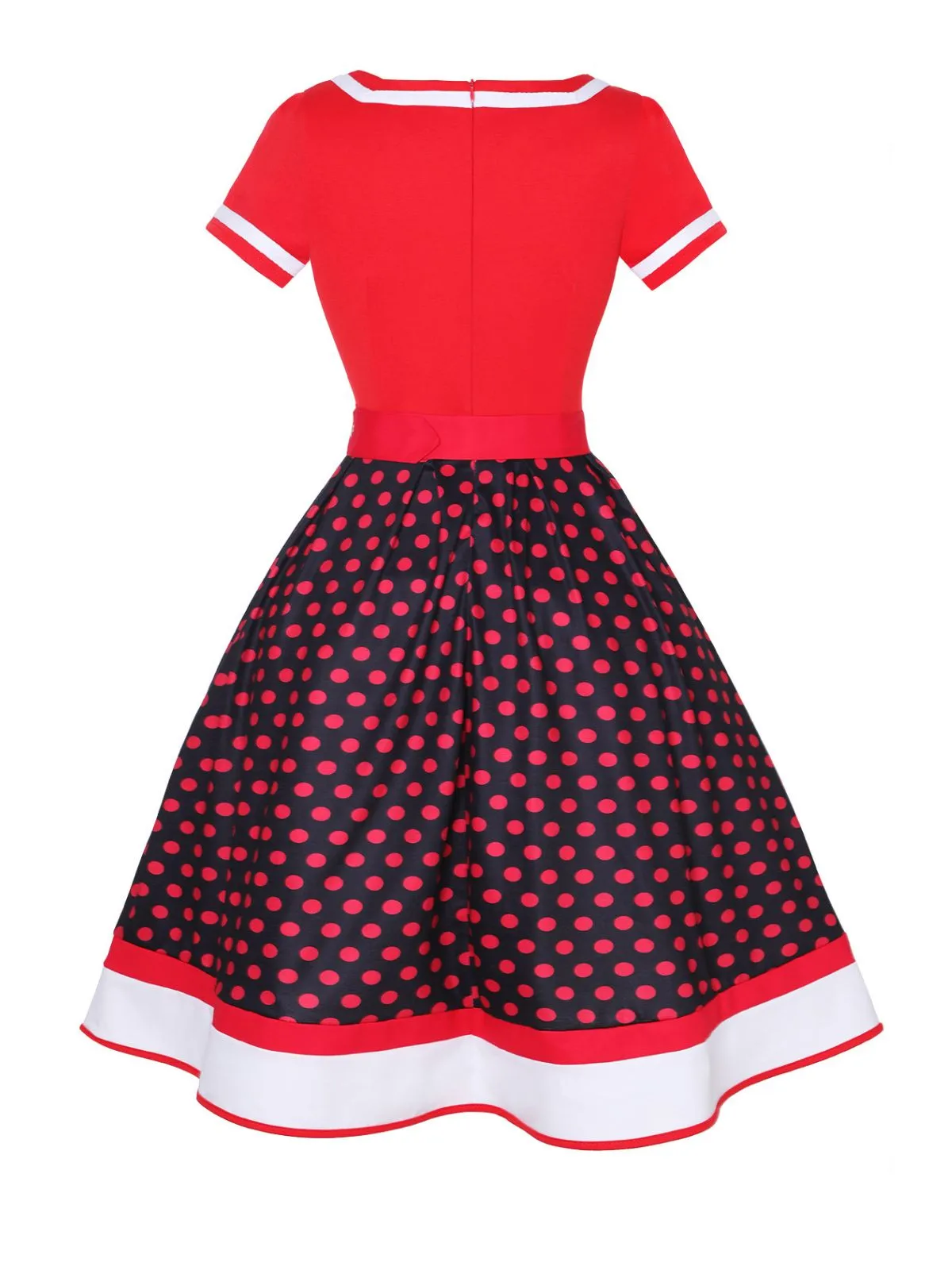 Multicolor 1950s Polka Dots Patchwork Belted Dress sold by Retro Stage product image thumbnail 2