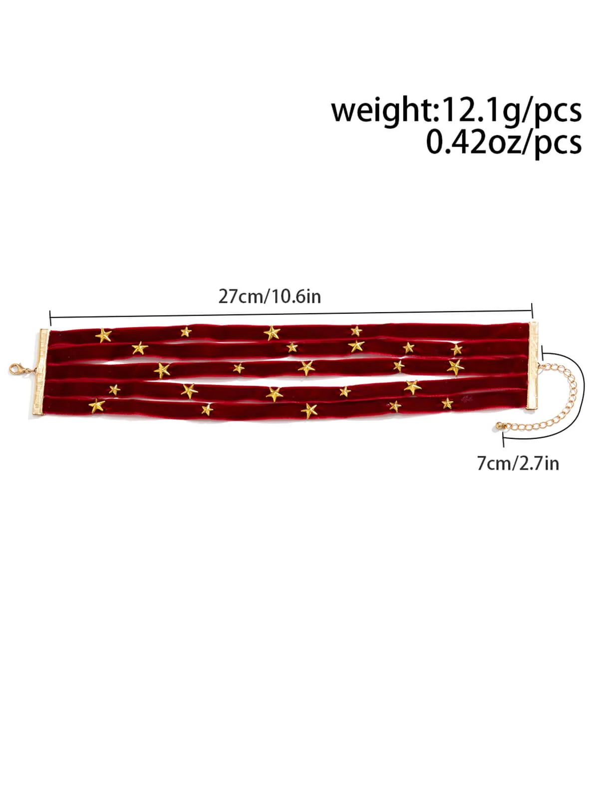 Burgundy Christmas Star Wide Velvet Necklace sold by Retro Stage product image thumbnail 2