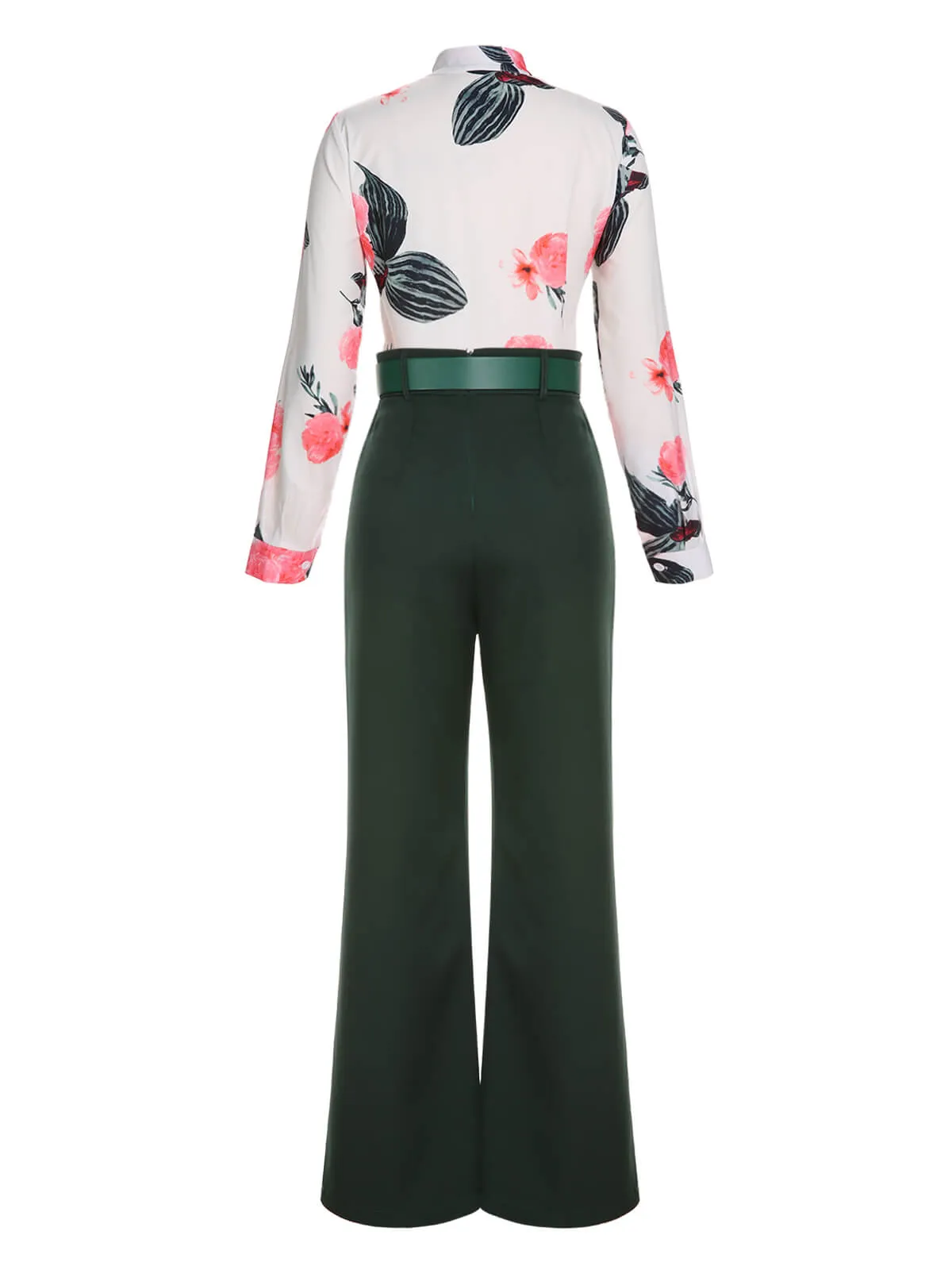 2PCS 1930s Floral Blouse & Green Wideleg Pants sold by Retro Stage product image thumbnail 2