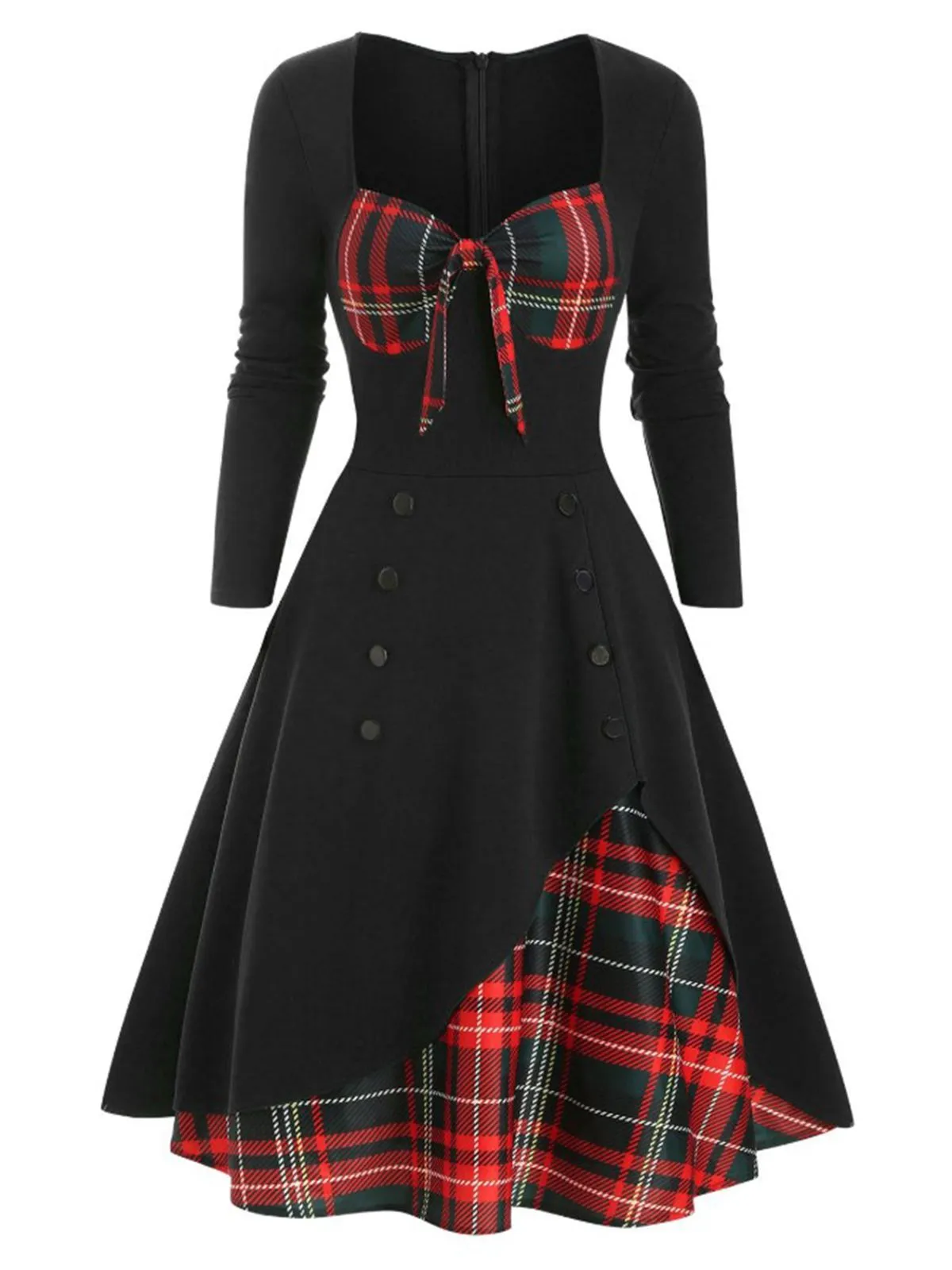 1950s Sweetheart Plaid Patchwork Dress sold by Retro Stage product image thumbnail 2