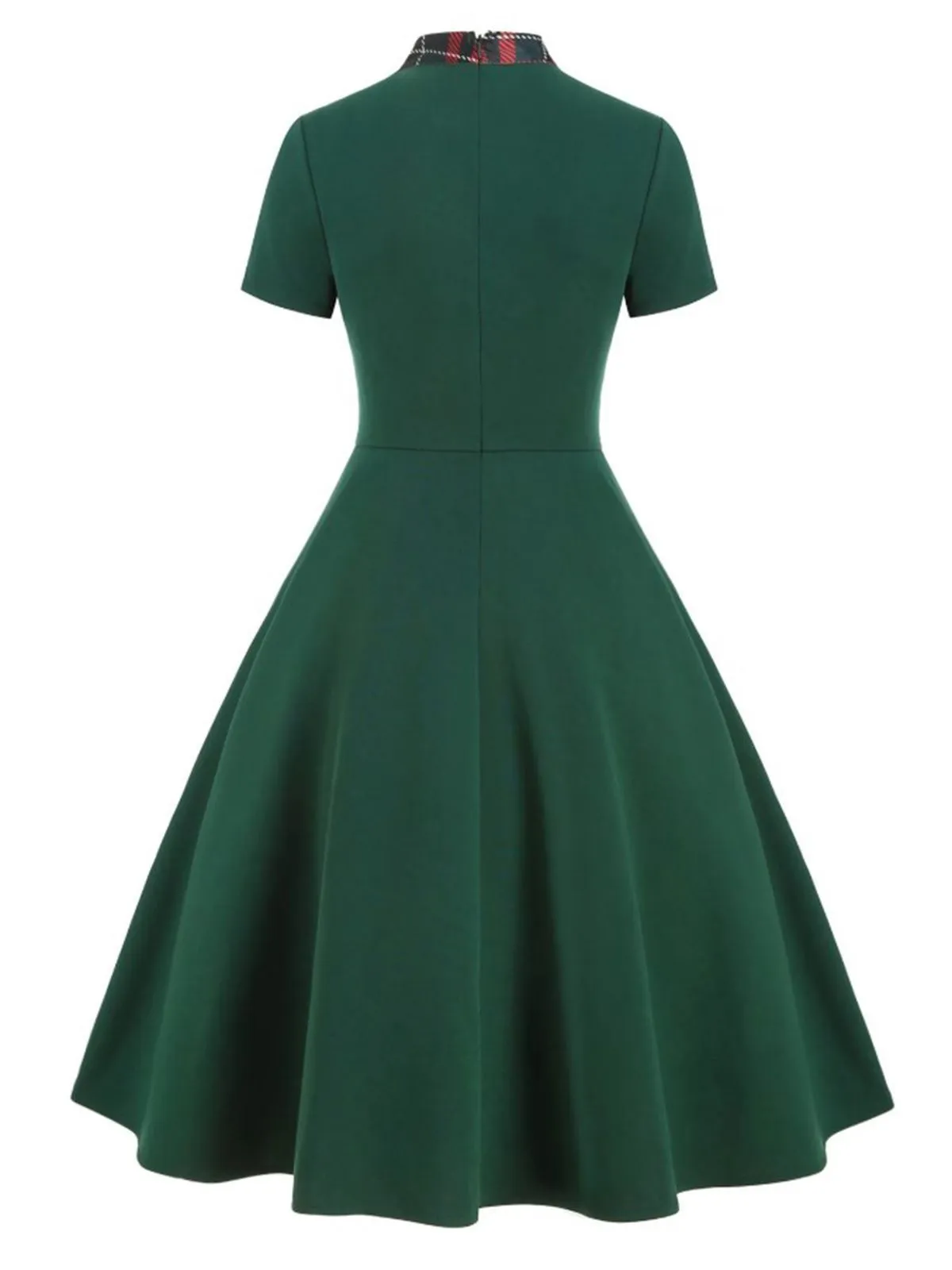 1950s Plaid Patchwork Bow Swing Dress sold by Retro Stage product image thumbnail 5