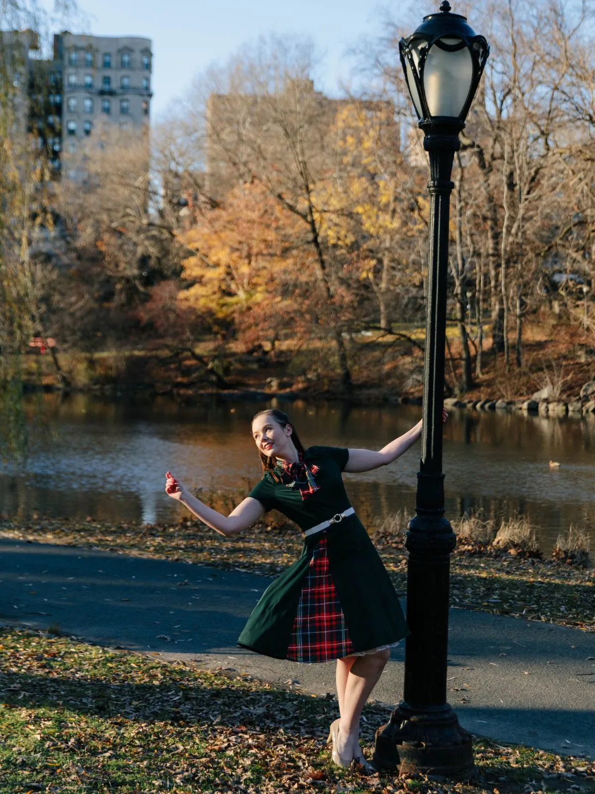 1950s Plaid Patchwork Bow Swing Dress sold by Retro Stage product image thumbnail 5