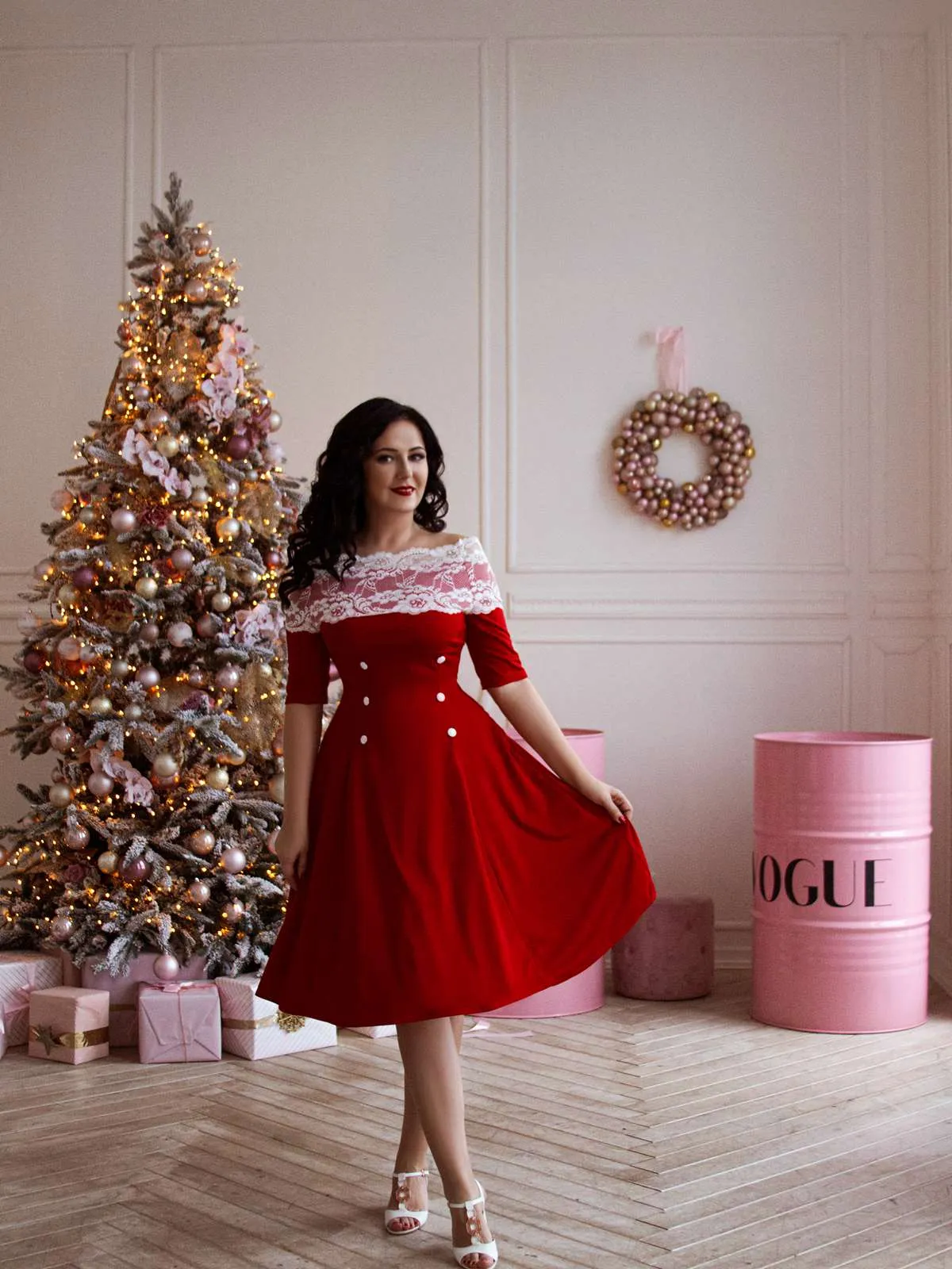 1950s Off Shoulder Button Embellished Dress sold by Retro Stage product image thumbnail 3