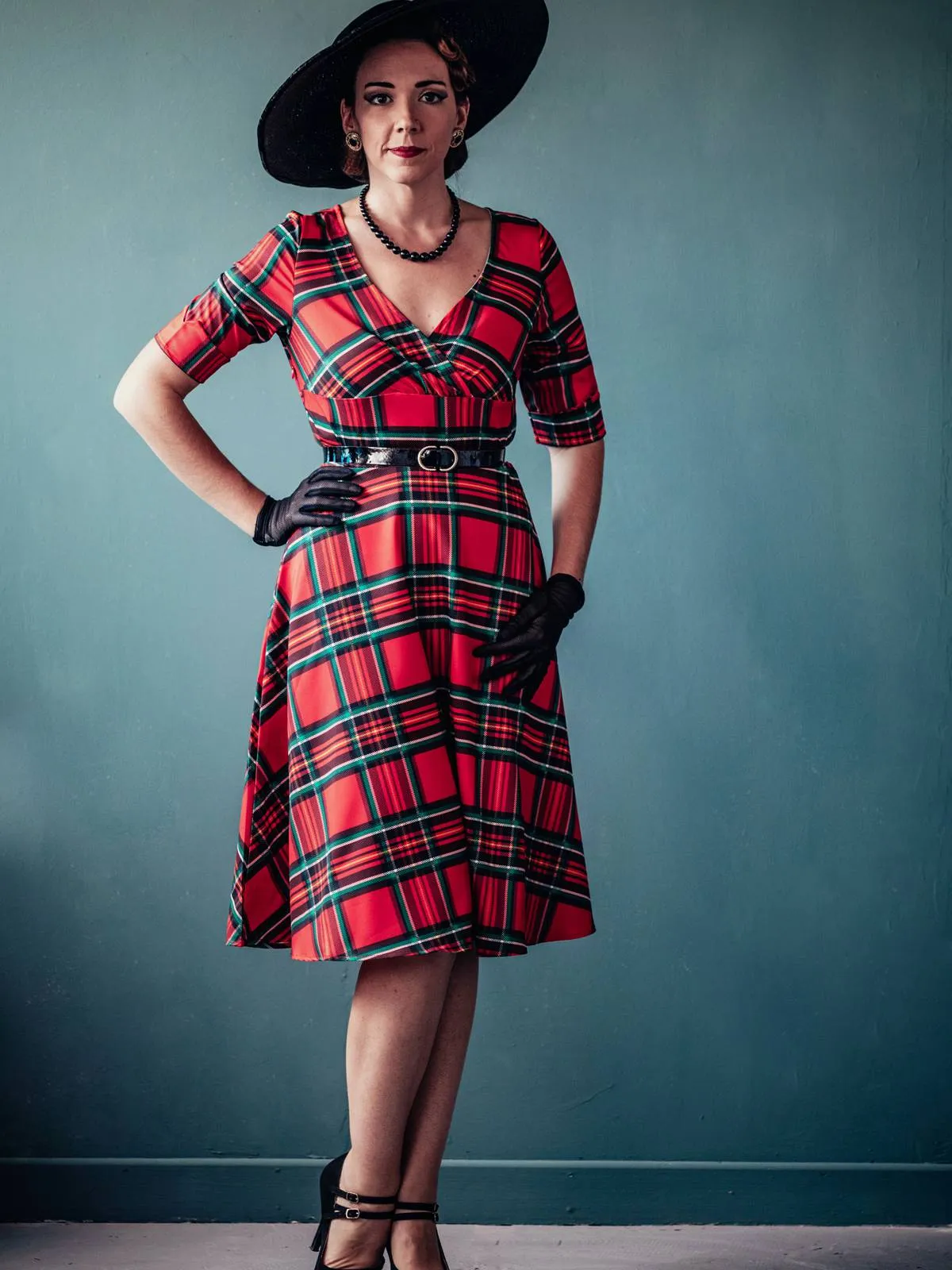 1950s Plaid Sweetheart Fold Swing Dress sold by Retro Stage