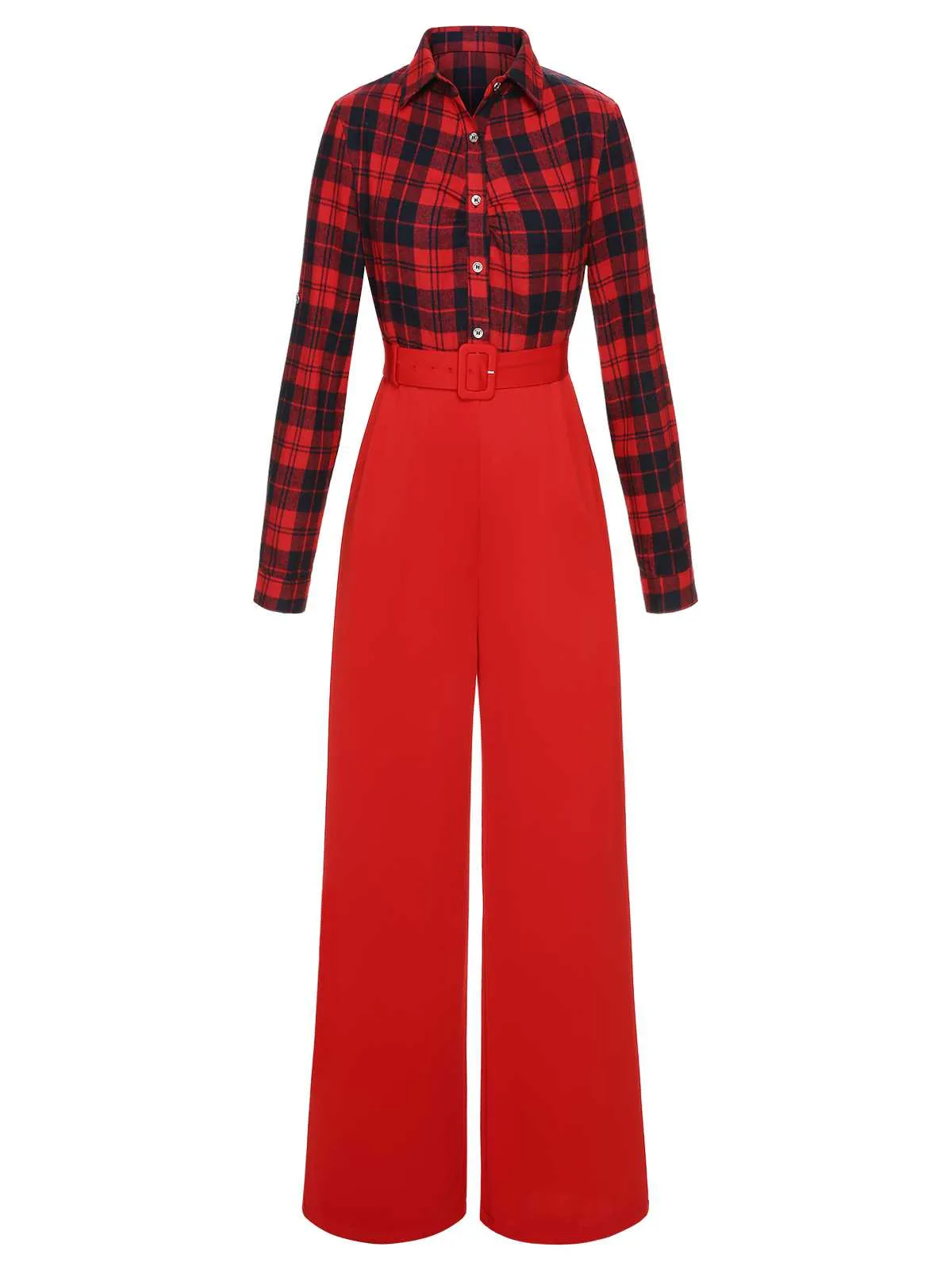 Red 1930s Christmas Plaid Jumpsuit sold by Retro Stage product image thumbnail 2
