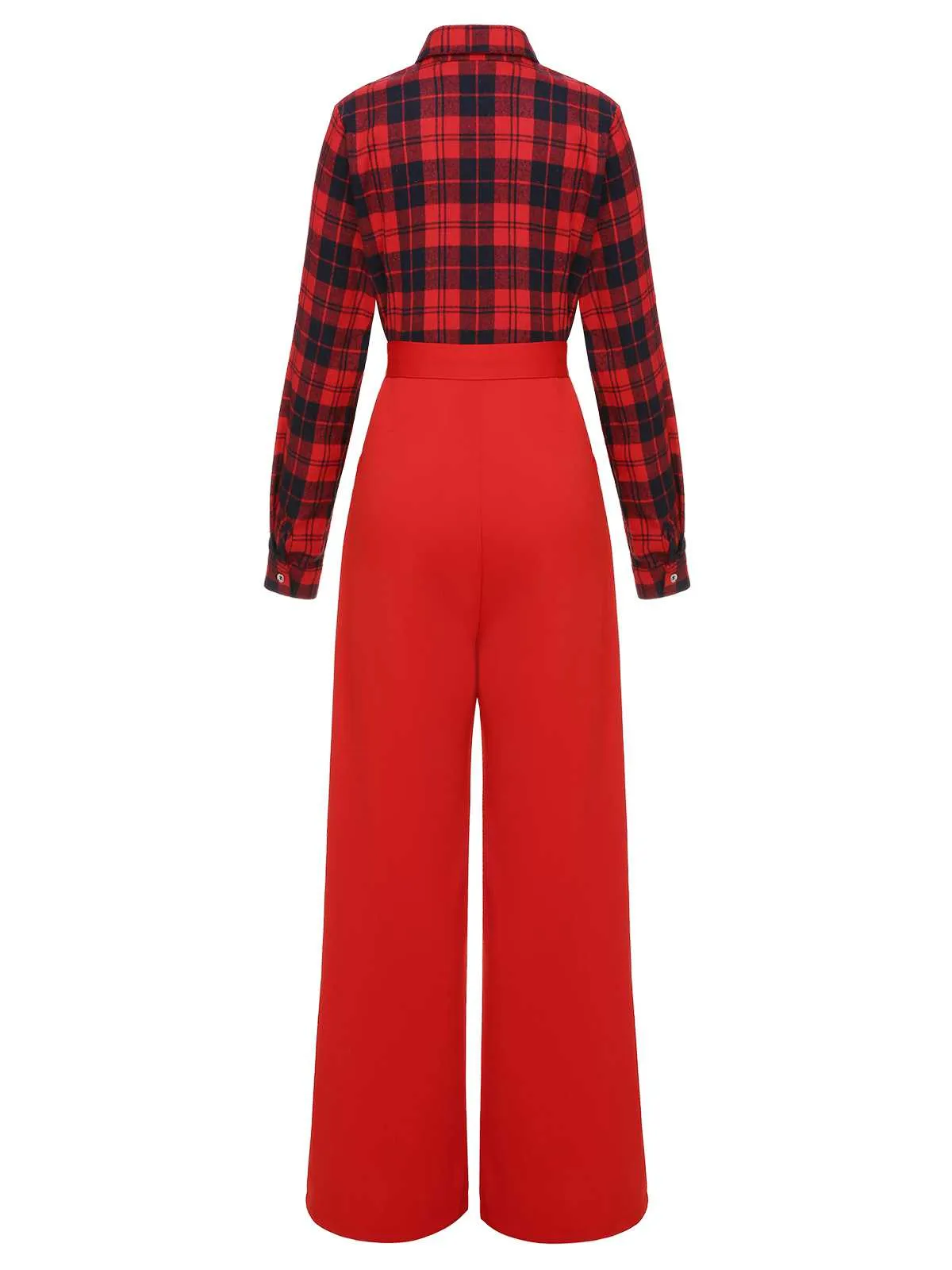Red 1930s Christmas Plaid Jumpsuit sold by Retro Stage product image thumbnail 4