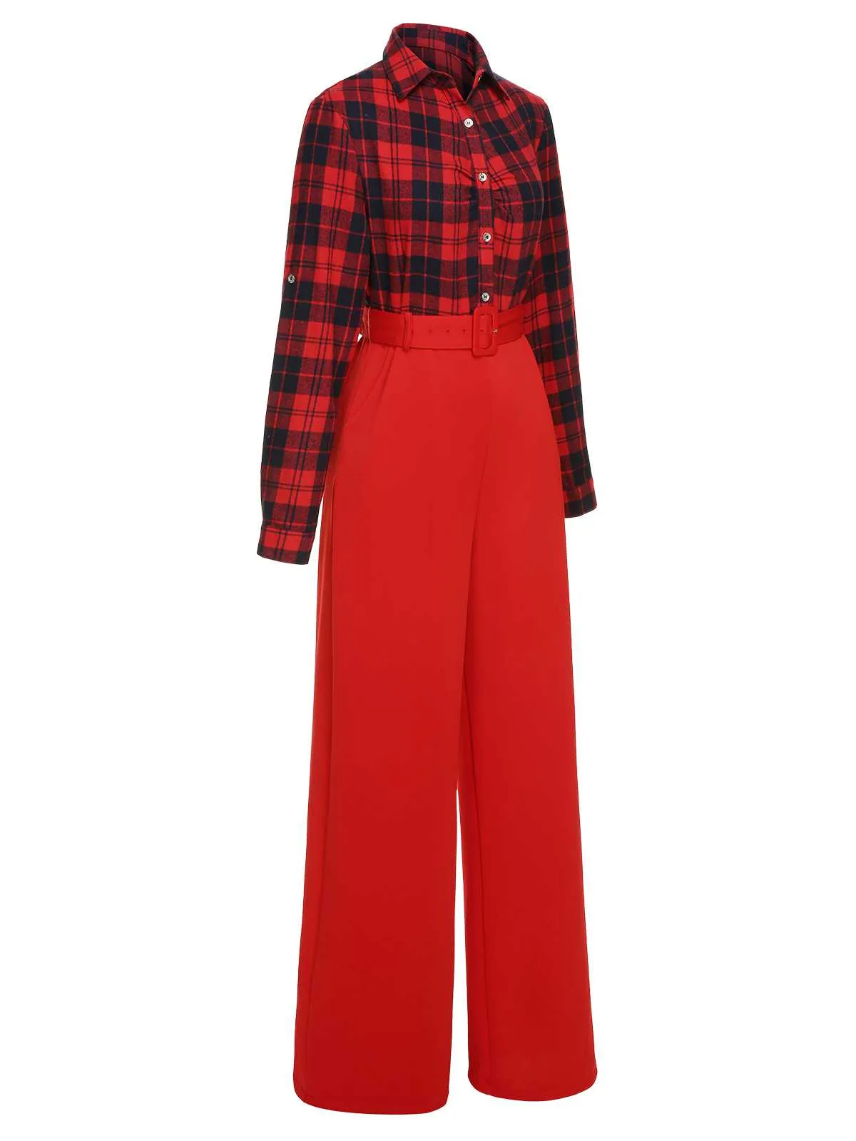 Red 1930s Christmas Plaid Jumpsuit sold by Retro Stage product image thumbnail 3