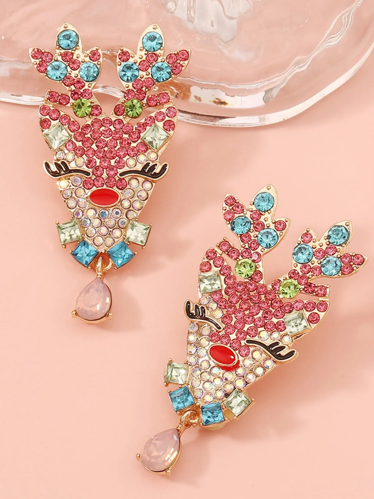 Christmas Deer Rhinestone Earrings sold by Retro Stage product image thumbnail 2