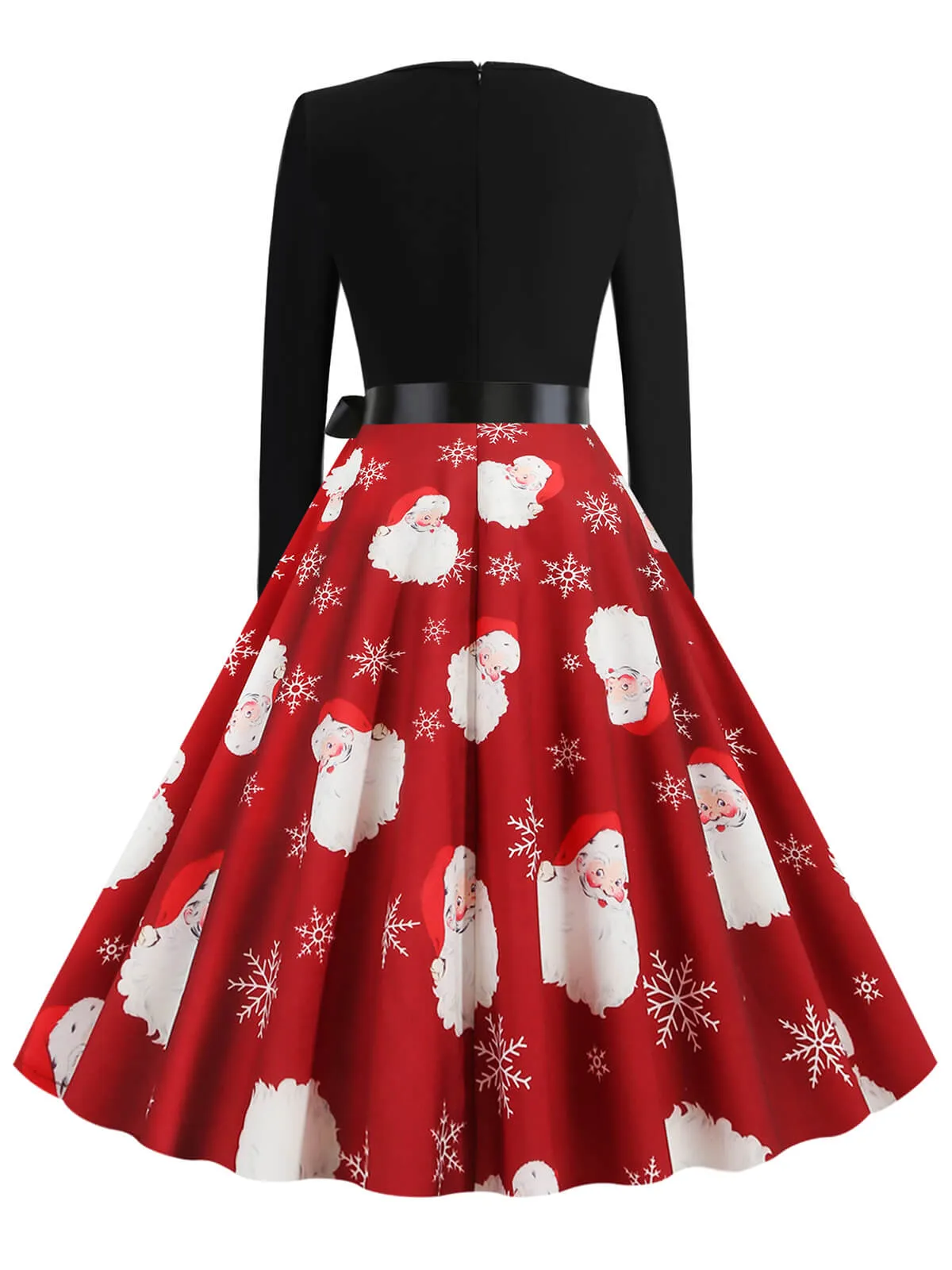 Red 1950s Santa Claus V-Neck Belt Dress sold by Retro Stage product image thumbnail 2