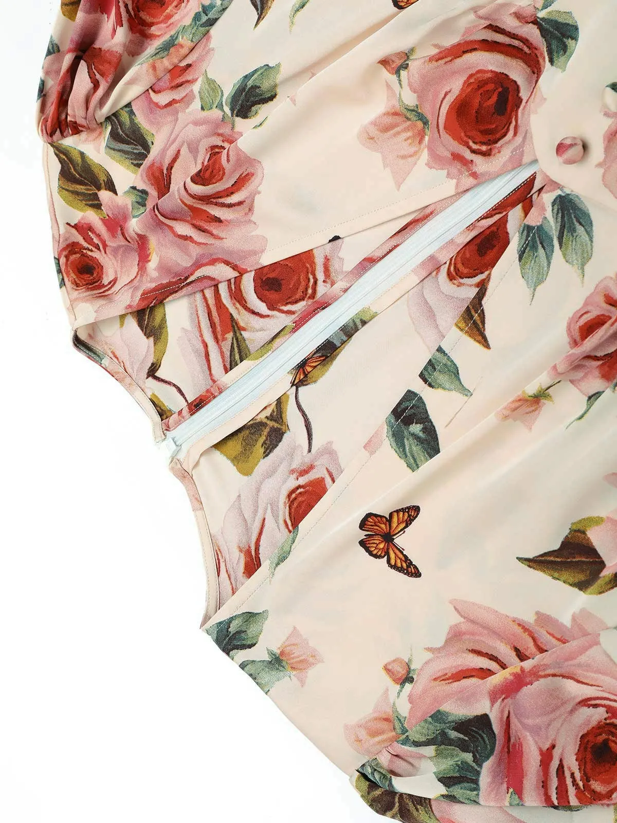 1940s Rose V-Neck Long Sleeves Dress sold by Retro Stage product image thumbnail 4