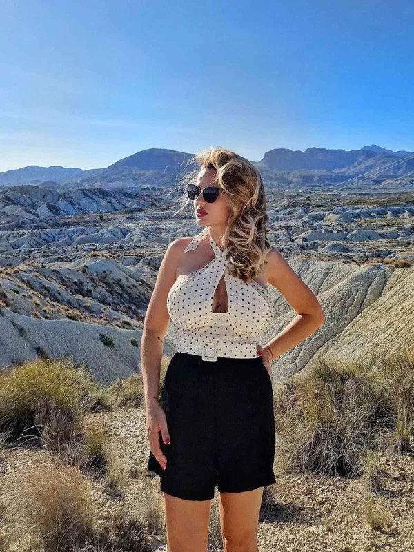 Beige 1950s 3D Heart Halter Patchwork Romper sold by Retro Stage