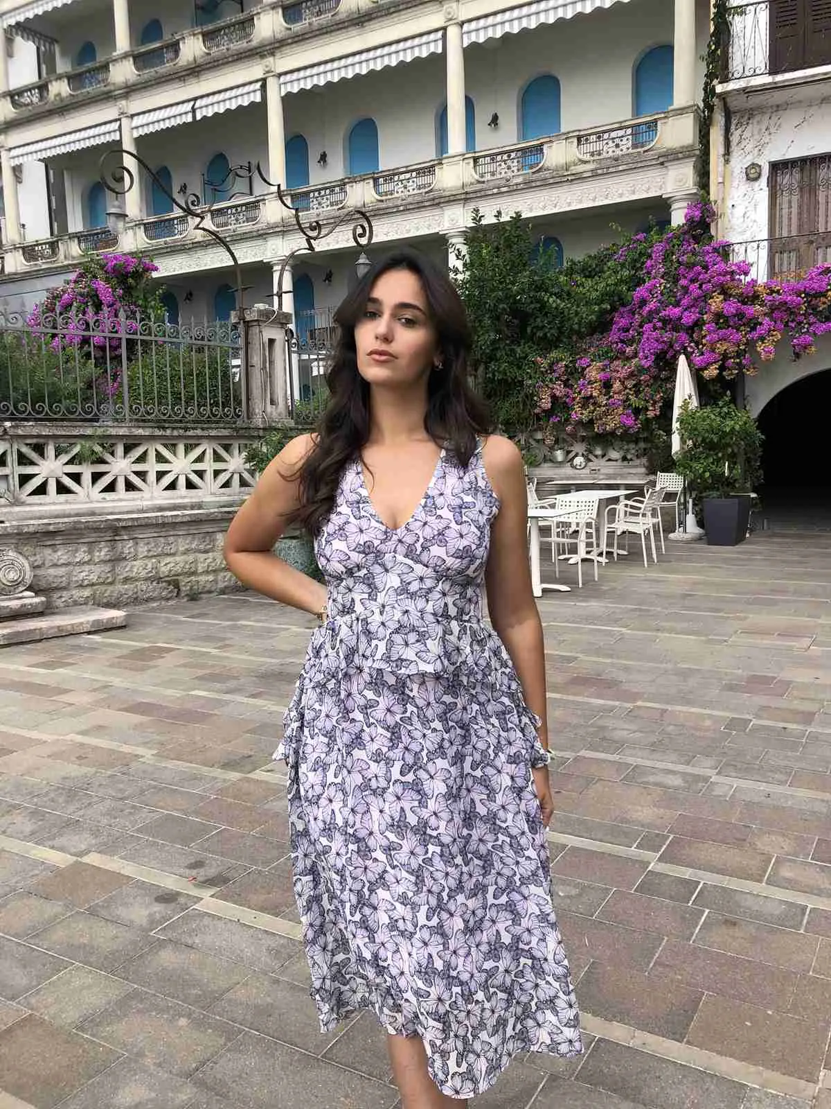 Purple 1930s Butterfly V-Neck Sleeveless Dress sold by Retro Stage