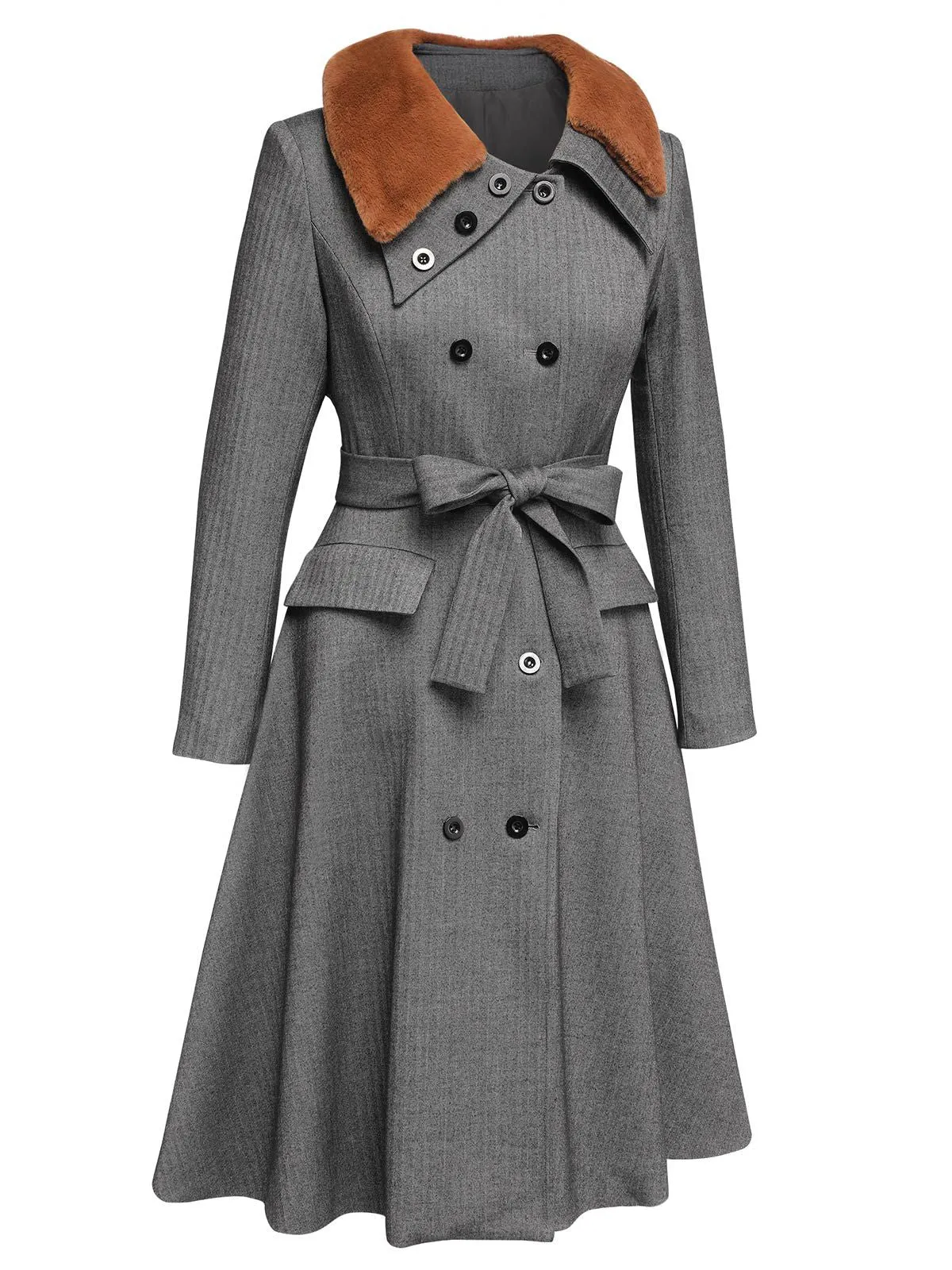 Gray 1930s Faux Fur Lapel Collar Coat sold by Retro Stage product image thumbnail 4