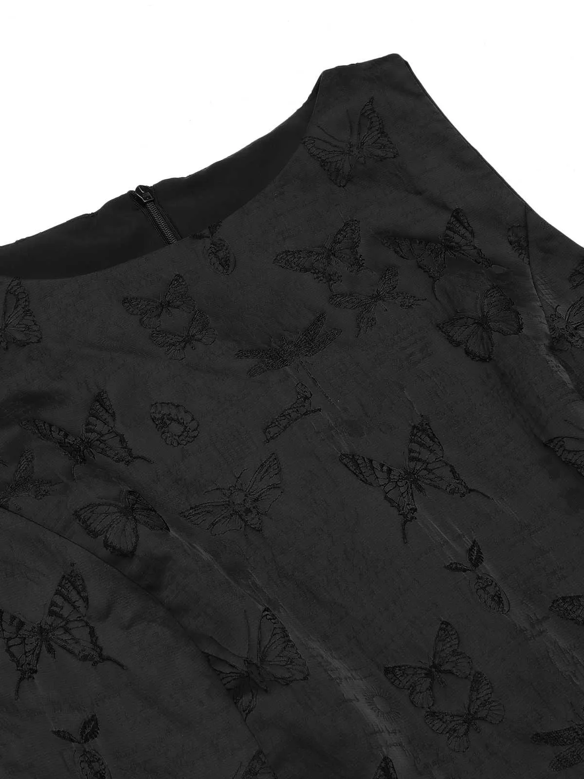 Black 1960s Sleeveless Butterflies Belted Solid Dress sold by Retro Stage product image thumbnail 5