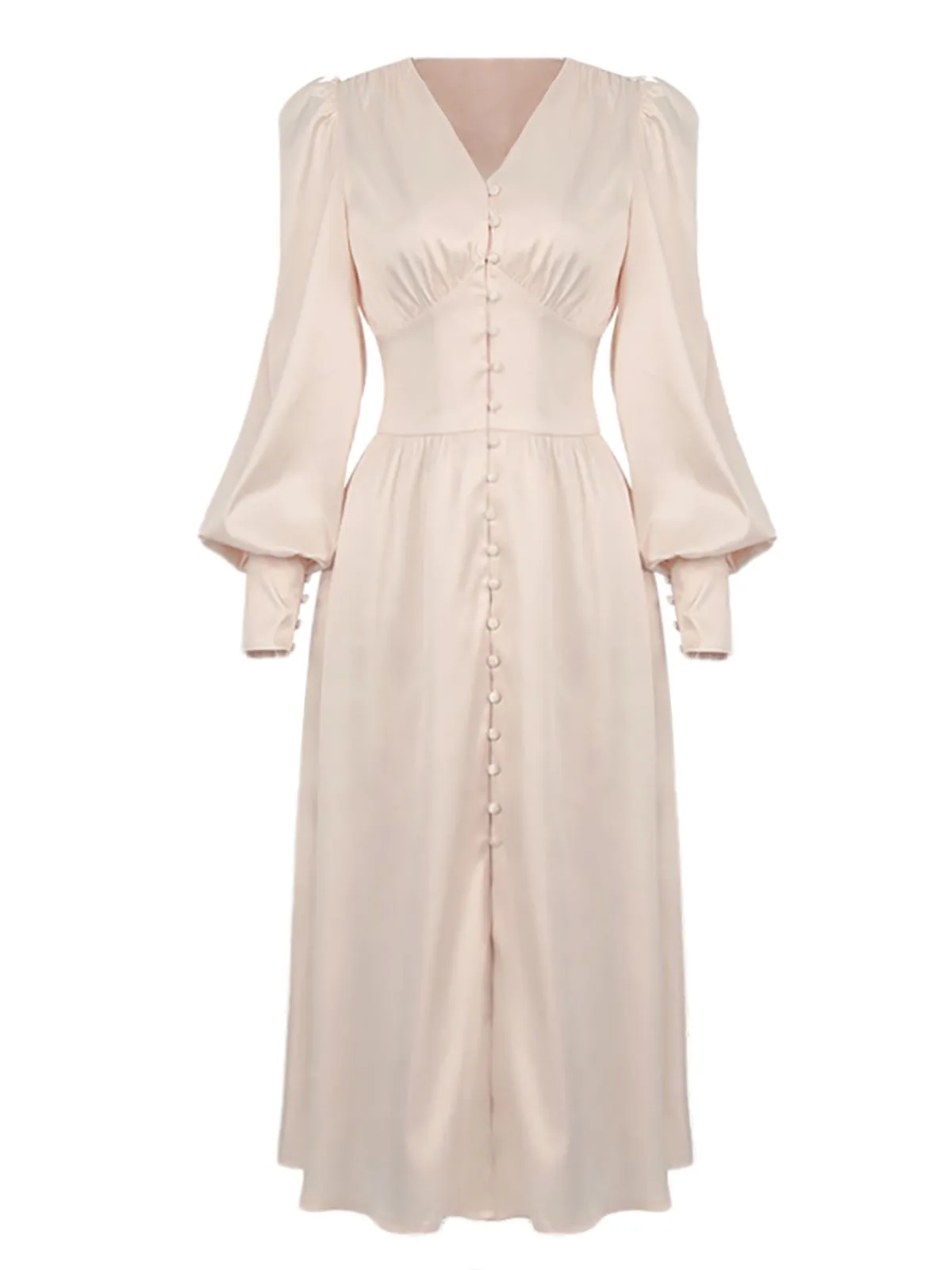 1940s Solid Silk Buttoned Tea Dress sold by Retro Stage product image thumbnail 2
