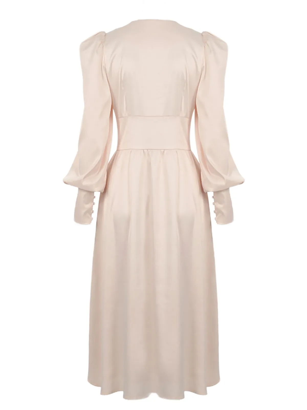 1940s Solid Silk Buttoned Tea Dress sold by Retro Stage product image thumbnail 4