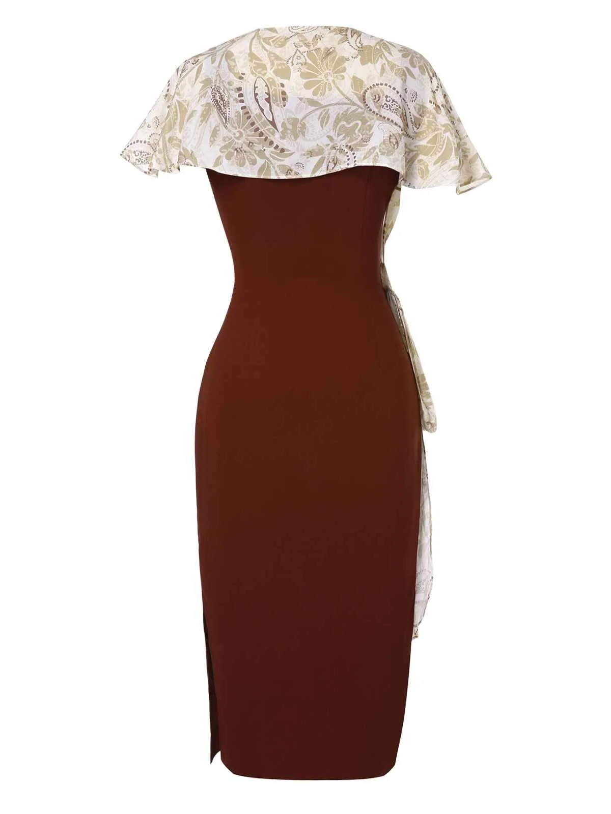 2PCS 1960s Solid Bodycon Dress & Floral Outwear sold by Retro Stage product image thumbnail 4