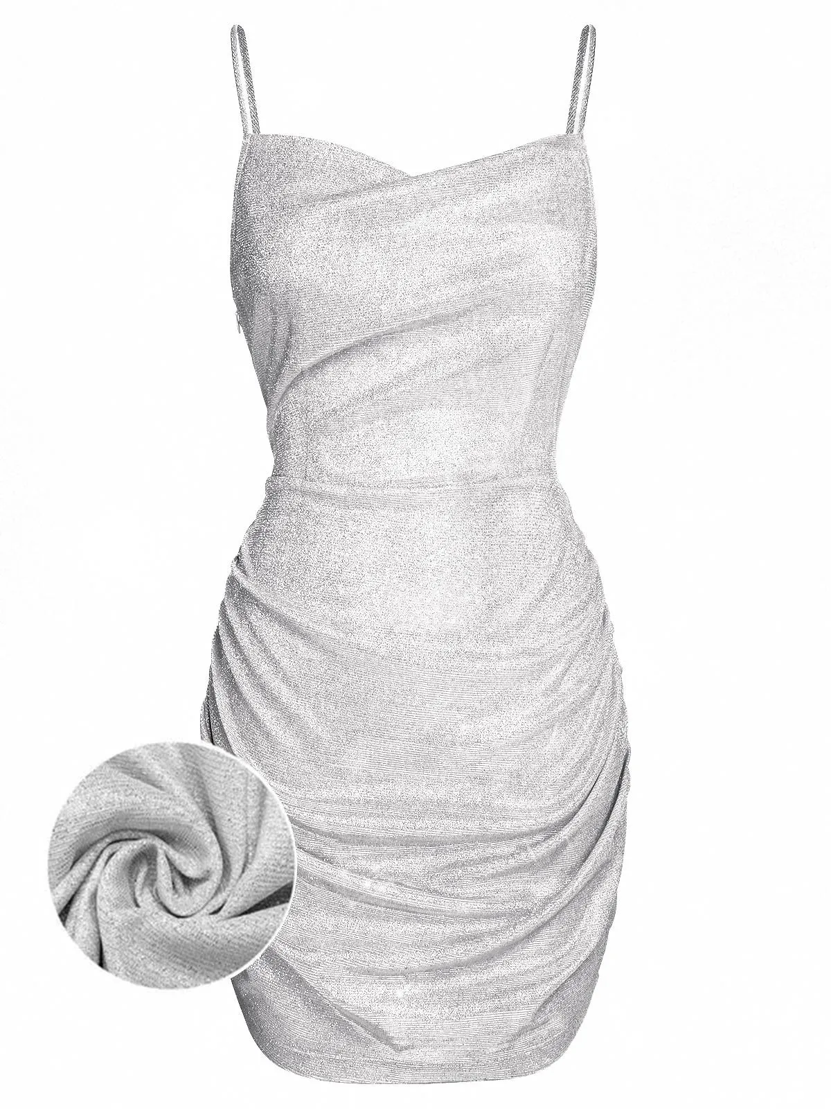 Silver 1960s Spaghetti Strap Sparkling Mini Dress sold by Retro Stage