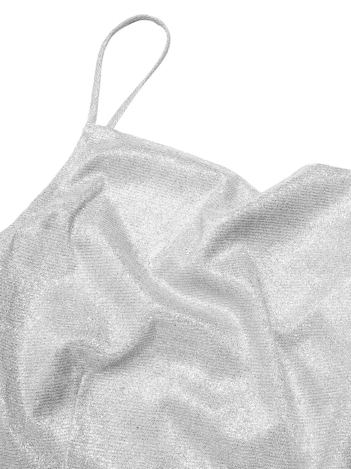 Silver 1960s Spaghetti Strap Sparkling Mini Dress sold by Retro Stage product image thumbnail 5