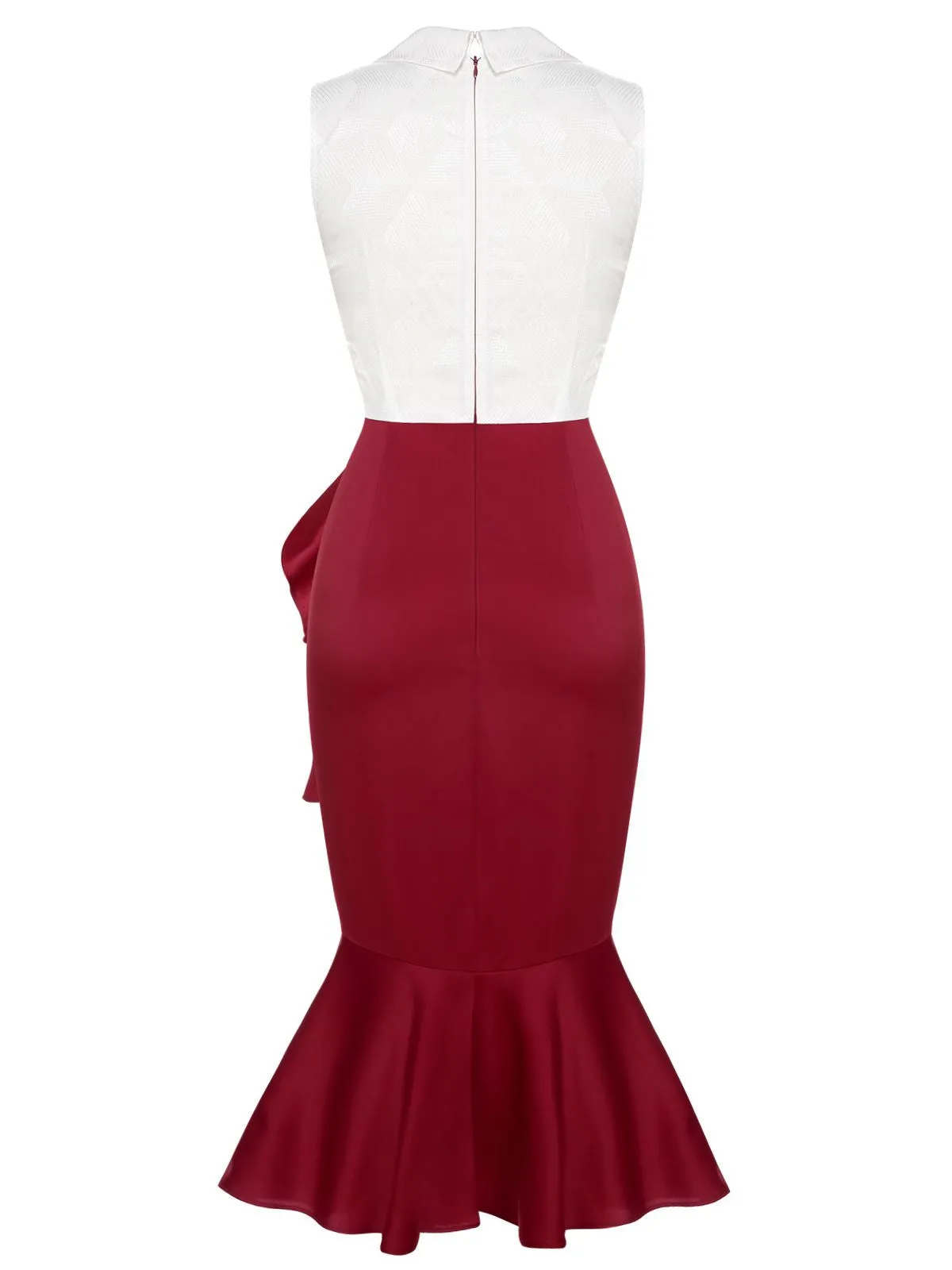 Red & White 1930s Sleeveless Slit Fishtail Dress sold by Retro Stage product image thumbnail 4