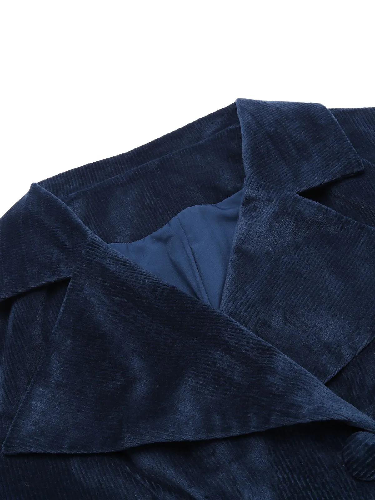 Navy Blue 1950s Corduroy Long Coat sold by Retro Stage product image thumbnail 5