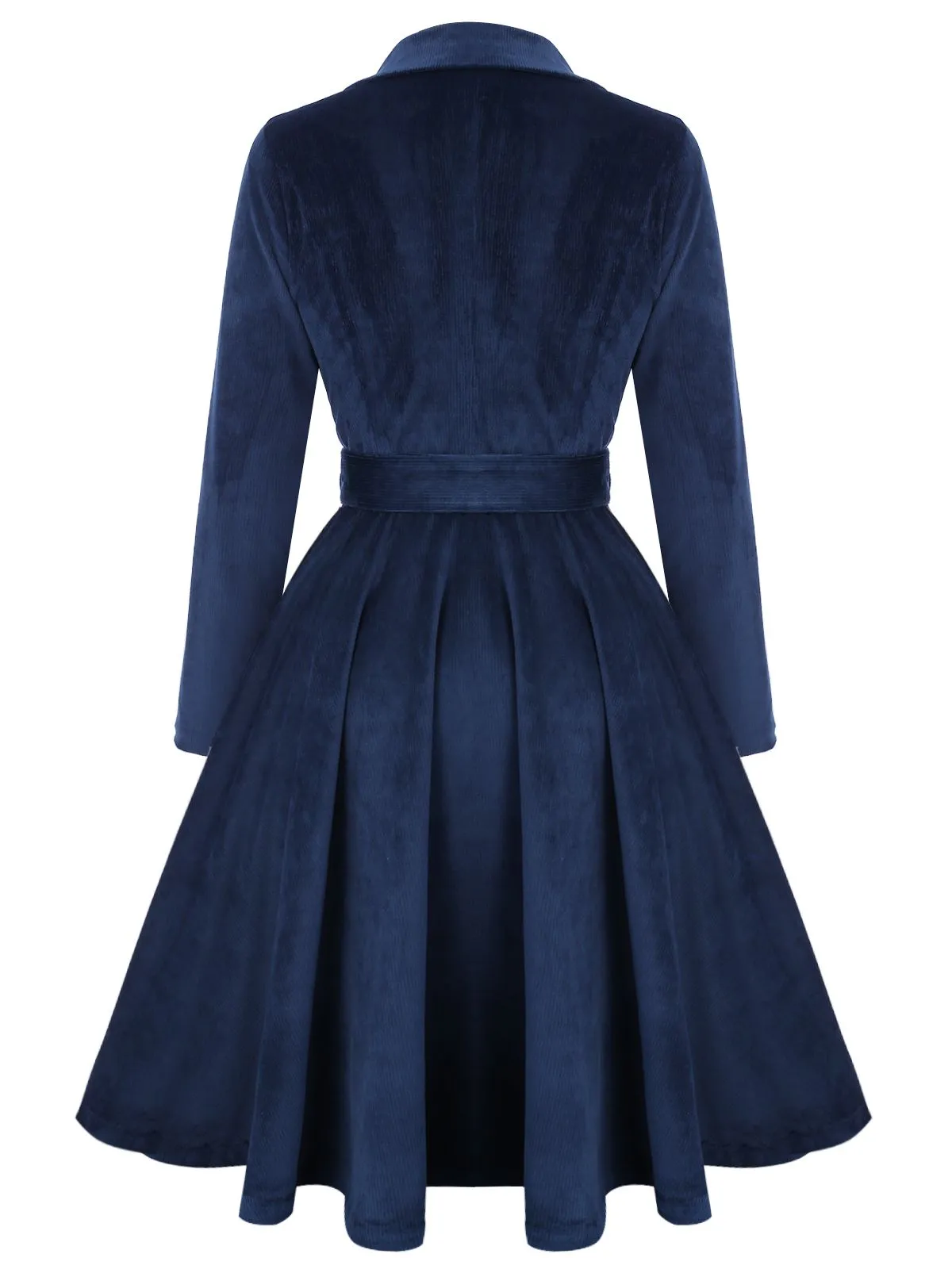 Navy Blue 1950s Corduroy Long Coat sold by Retro Stage product image thumbnail 4