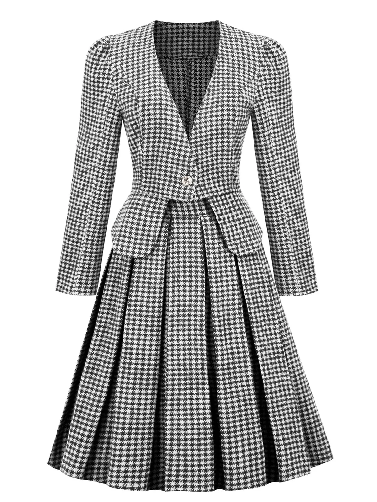 2PCS Black Retro Plaid Blazer & Panel Skirt sold by Retro Stage