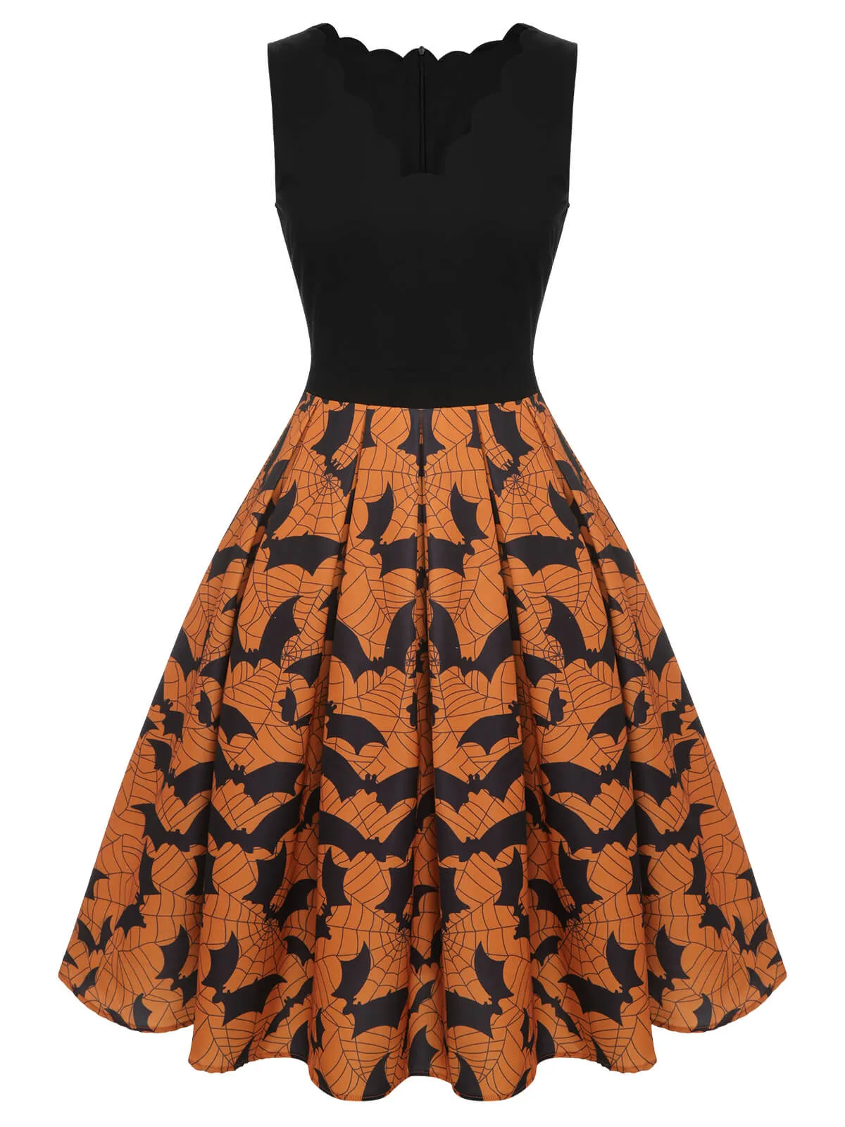 Black & Orange 1950s Halloween Bat Sleeveless Dress sold by Retro Stage product image thumbnail 2