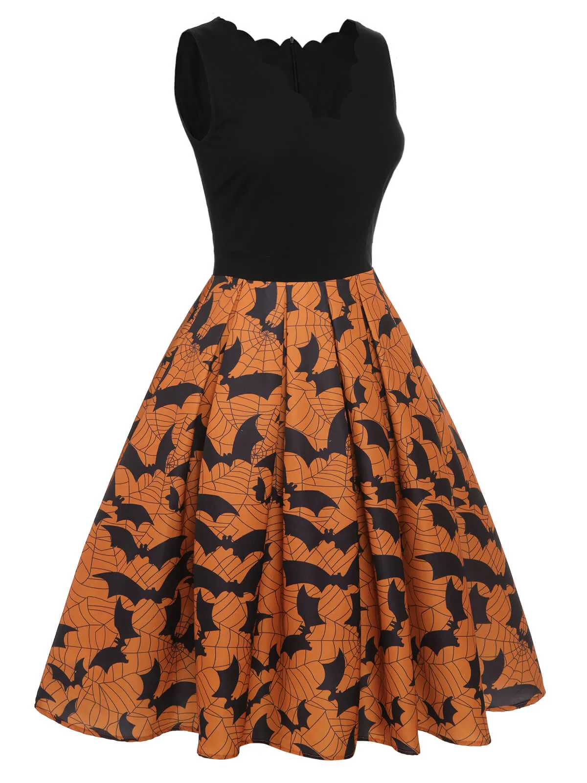 Black & Orange 1950s Halloween Bat Sleeveless Dress sold by Retro Stage product image thumbnail 3
