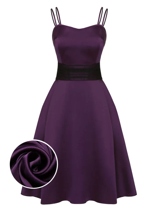 Deep Purple 1950s Halloween Solid Strap Dress sold by Retro Stage