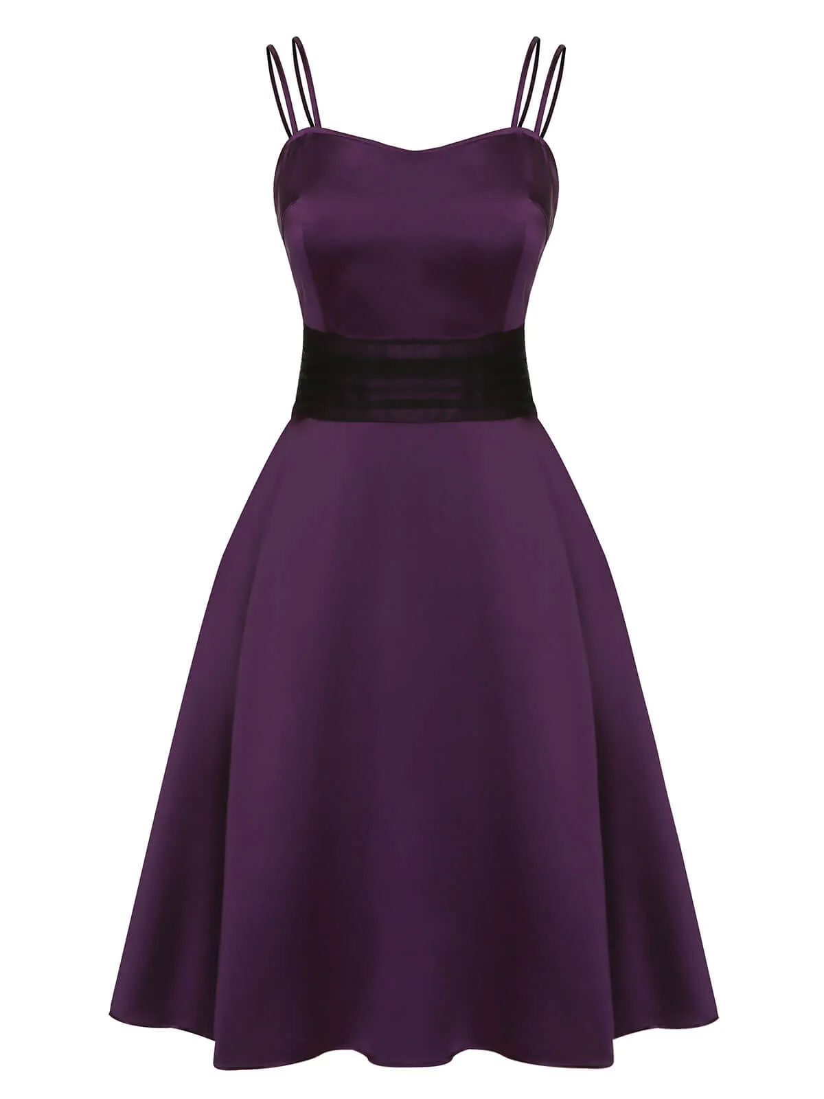 Deep Purple 1950s Halloween Solid Strap Dress sold by Retro Stage product image thumbnail 2