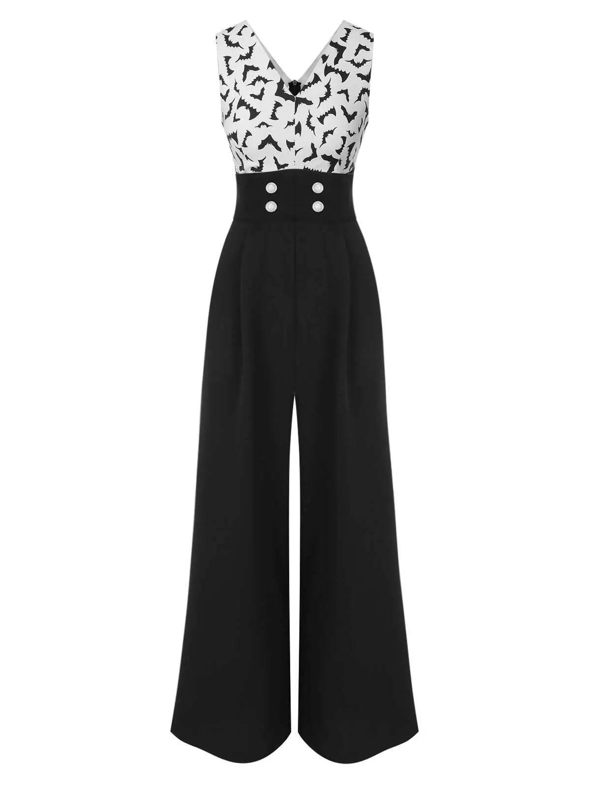 Black 1930s Halloween Bat Patchwork Jumpsuit sold by Retro Stage product image thumbnail 3