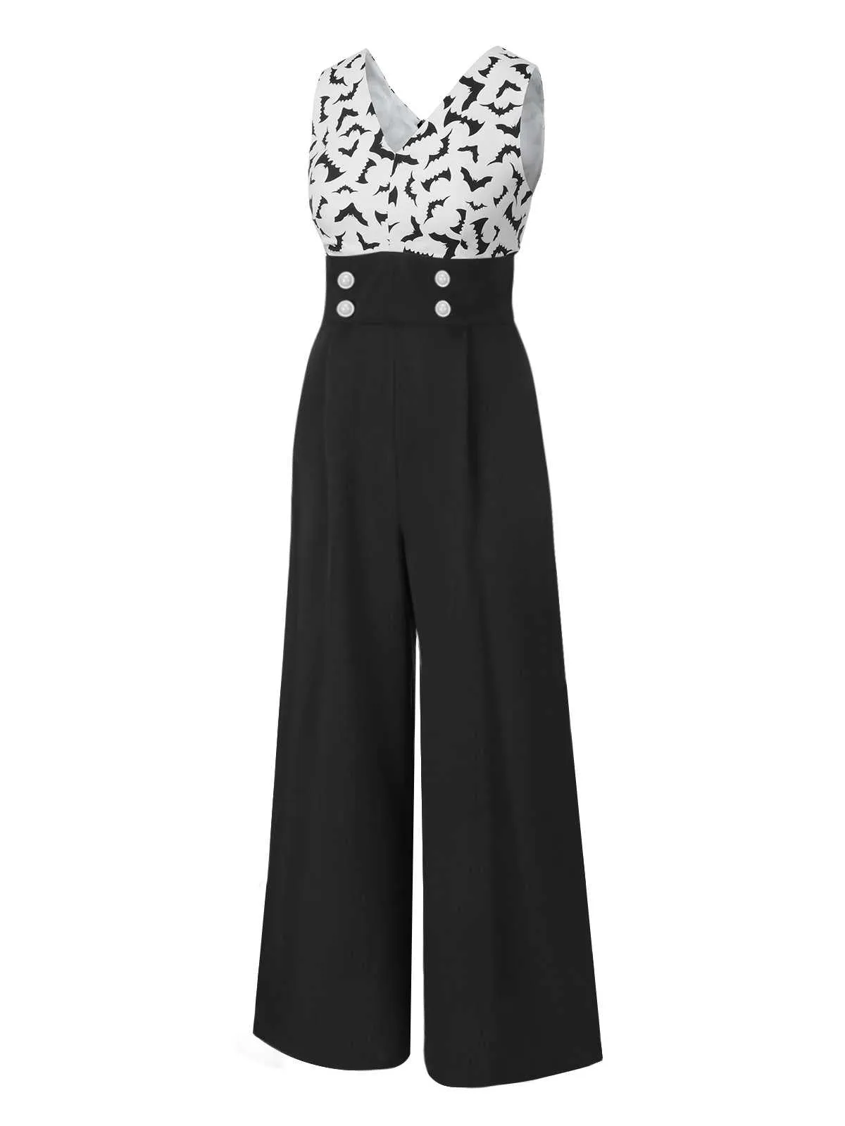 Black 1930s Halloween Bat Patchwork Jumpsuit sold by Retro Stage product image thumbnail 4