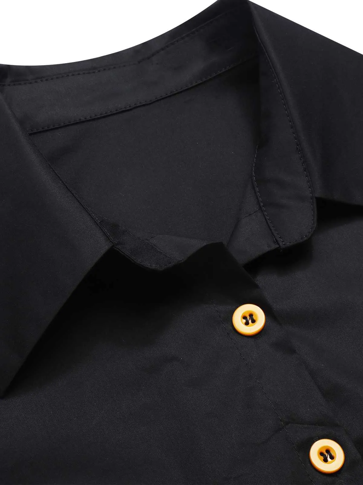 Black 1940s Halloween Lapel Pumpkin Belted Dress sold by Retro Stage product image thumbnail 5