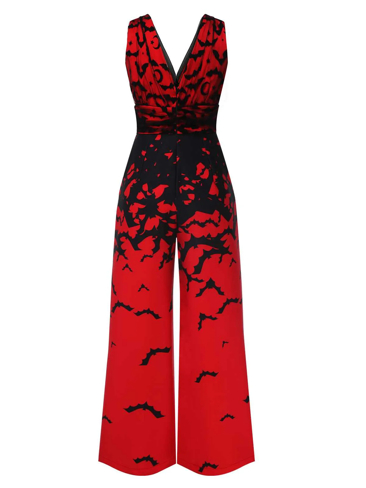 Red 1930s Halloween V-Neck Bat Jumpsuit sold by Retro Stage product image thumbnail 3