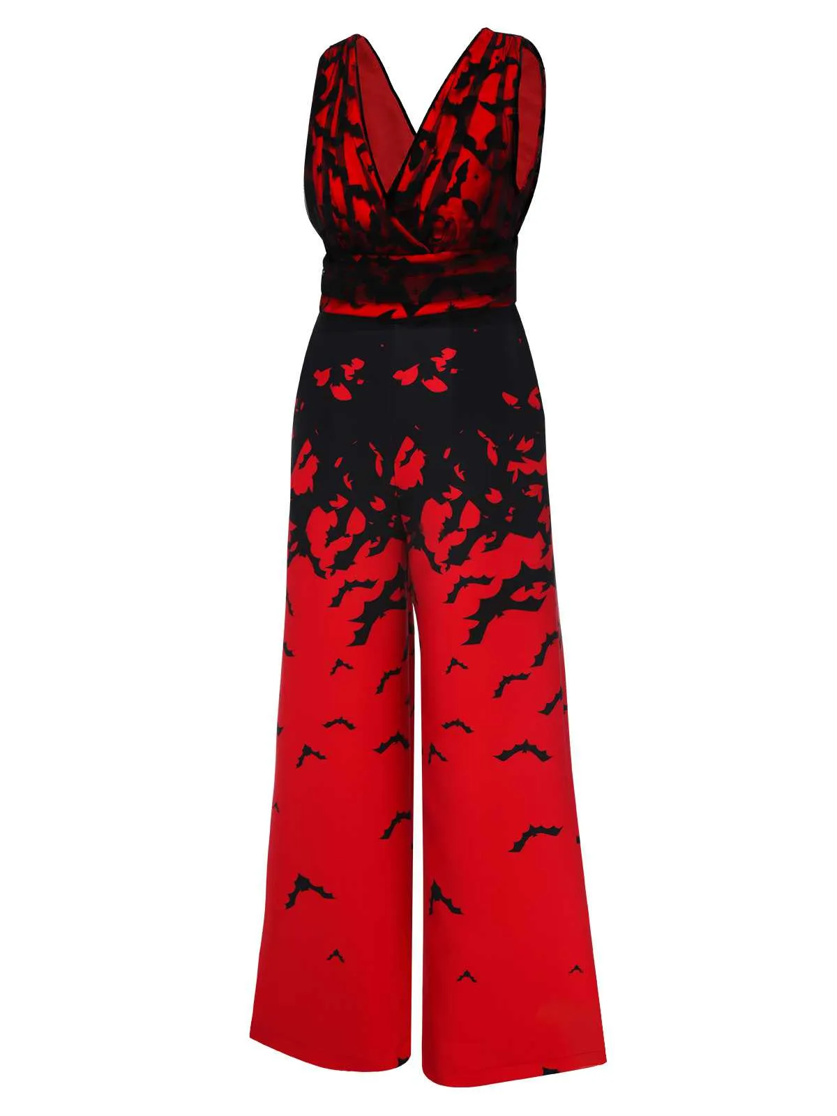 Red 1930s Halloween V-Neck Bat Jumpsuit sold by Retro Stage product image thumbnail 4