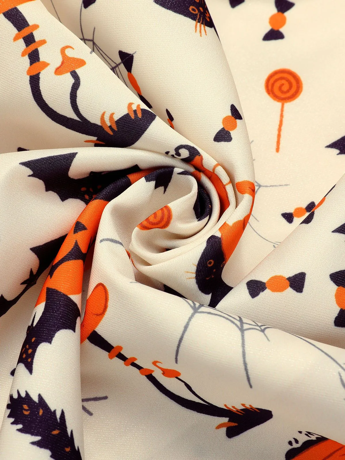 1950s Halloween Pumpkin Cat Knitted Top Patchwork Dress sold by Retro Stage product image thumbnail 4