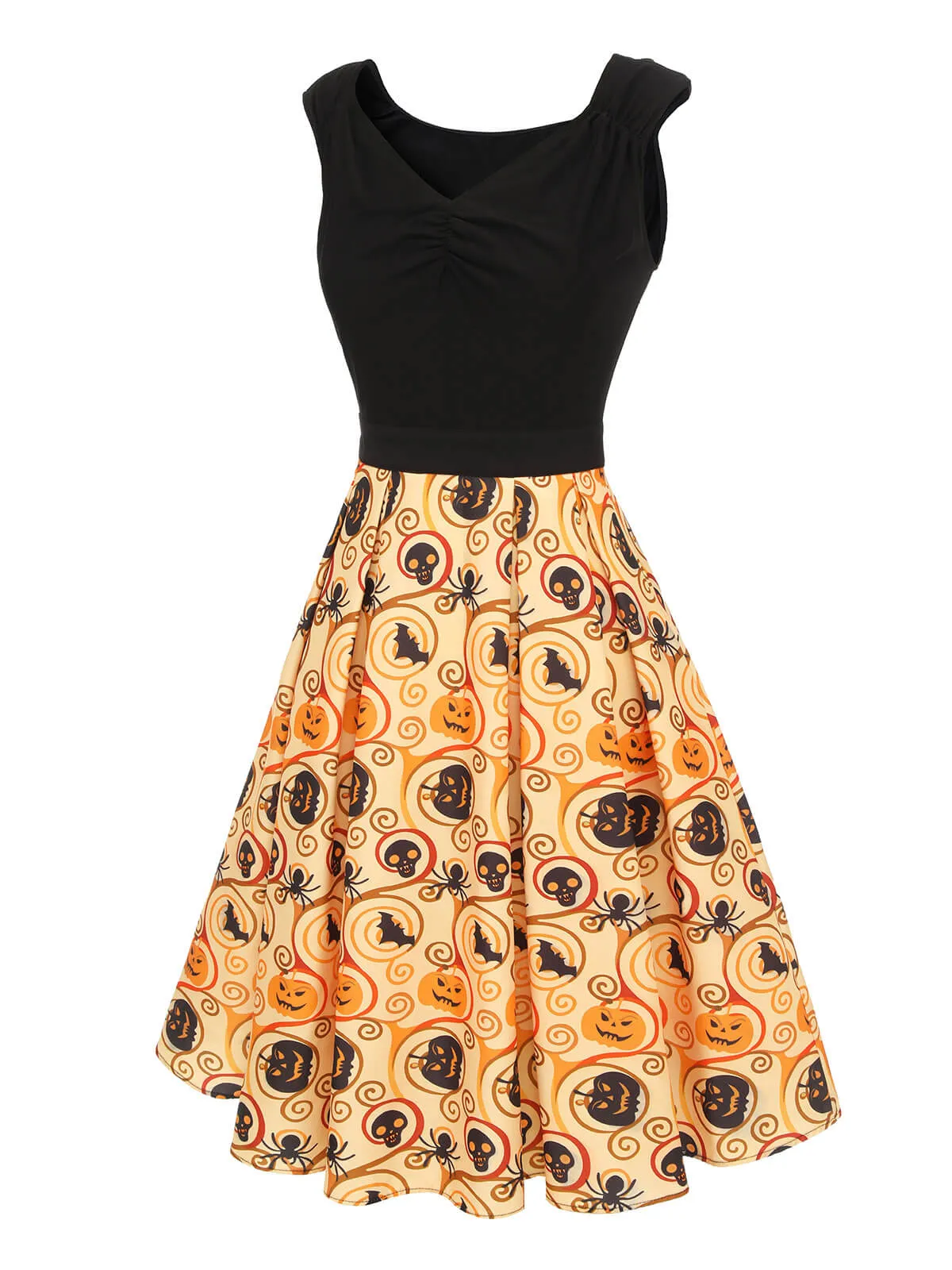 Black & Yellow 1950s Pumpkin Bat Spider Dress sold by Retro Stage product image thumbnail 3