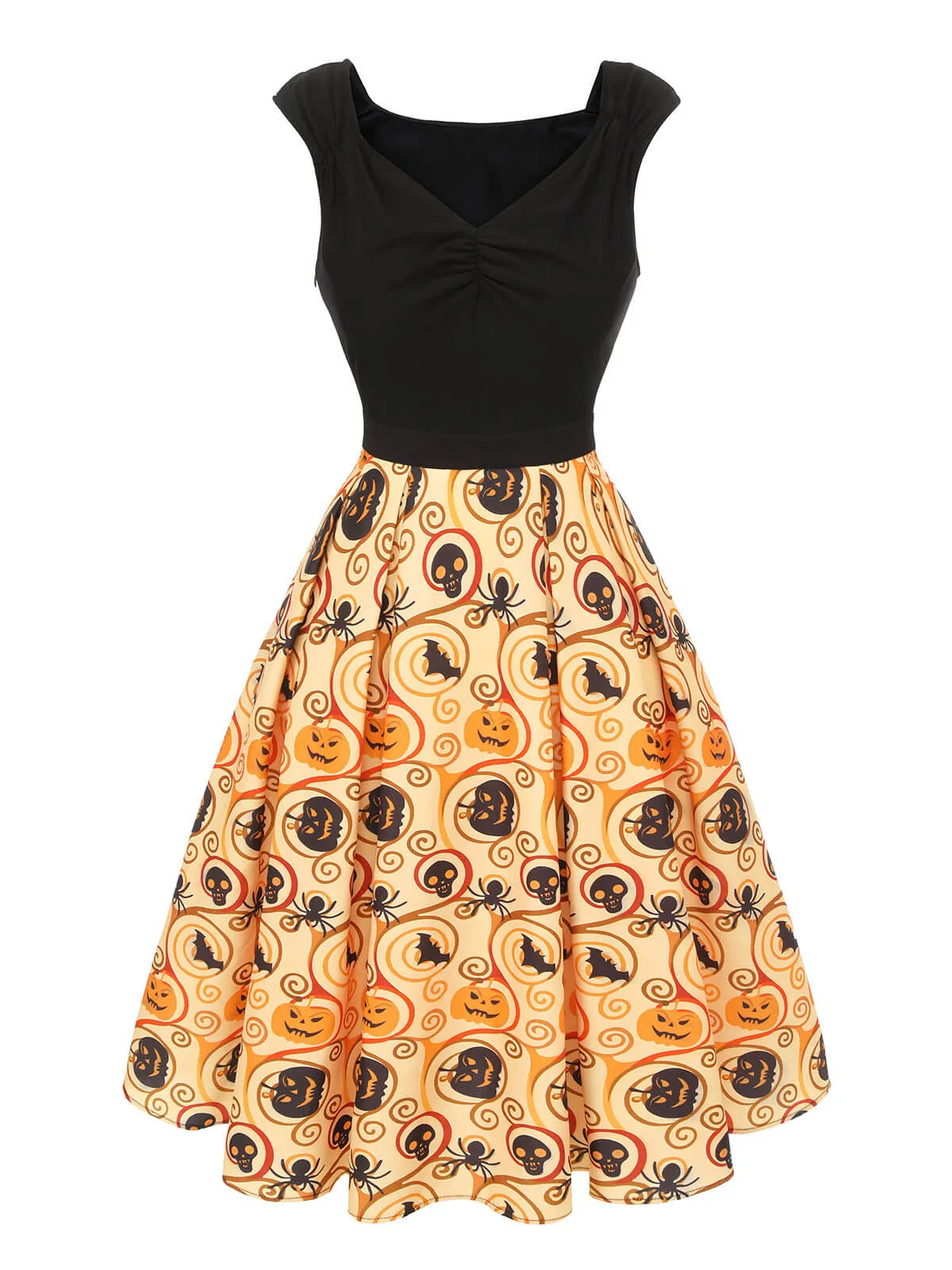 Black & Yellow 1950s Pumpkin Bat Spider Dress sold by Retro Stage product image thumbnail 2