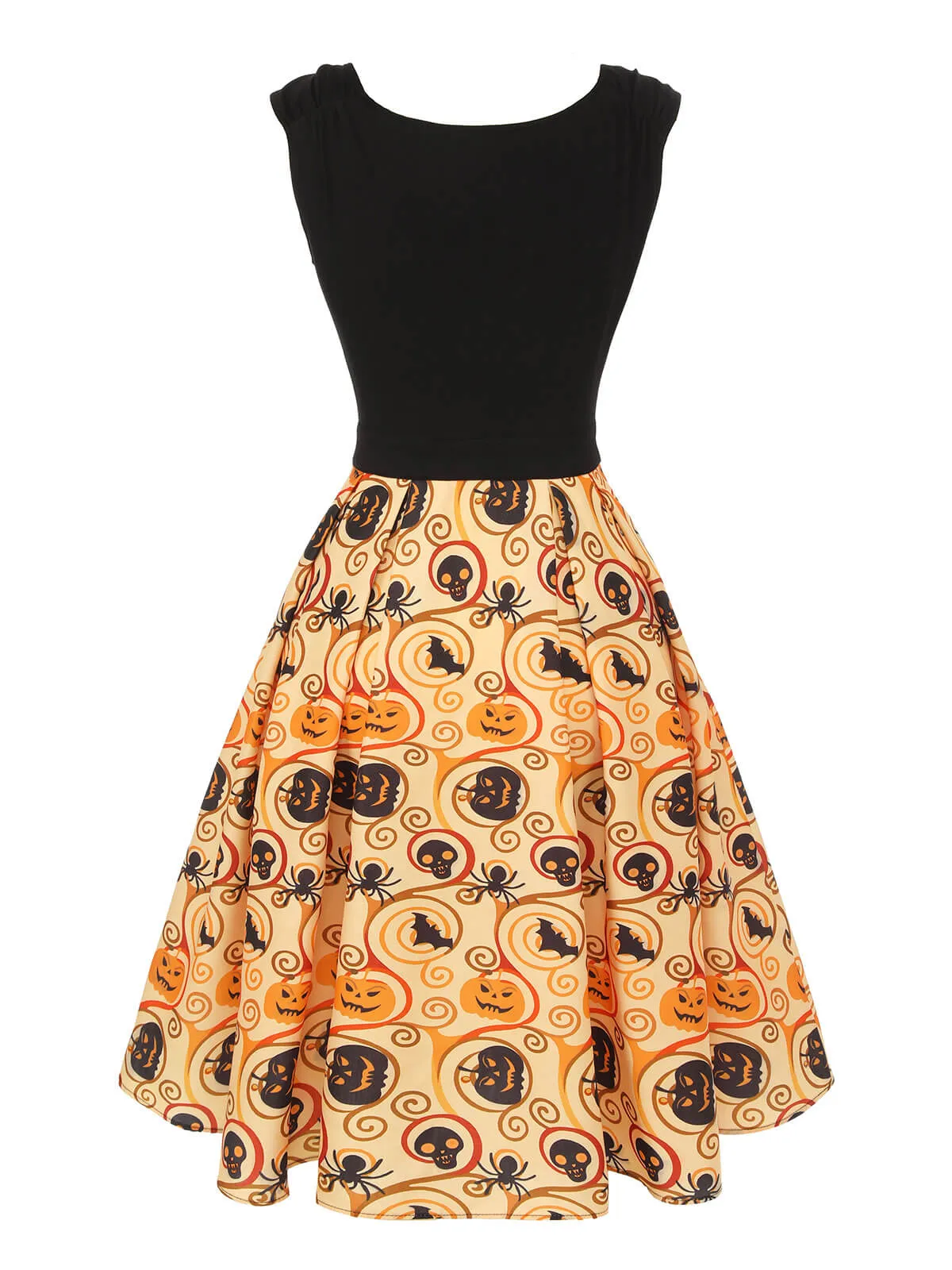 Black & Yellow 1950s Pumpkin Bat Spider Dress sold by Retro Stage product image thumbnail 4