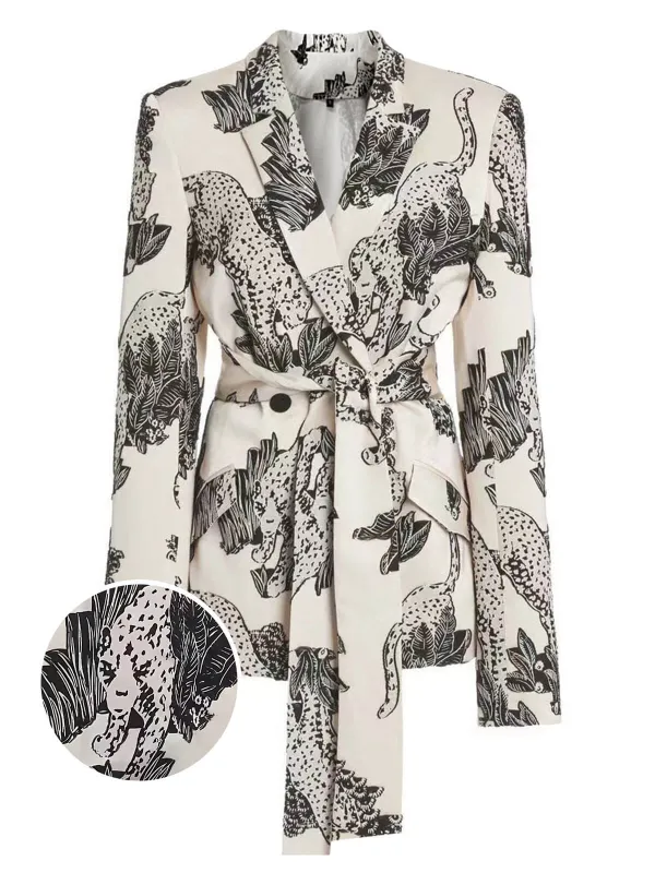 White 1950s Sketch Style Jaguar Suit Jacket sold by Retro Stage